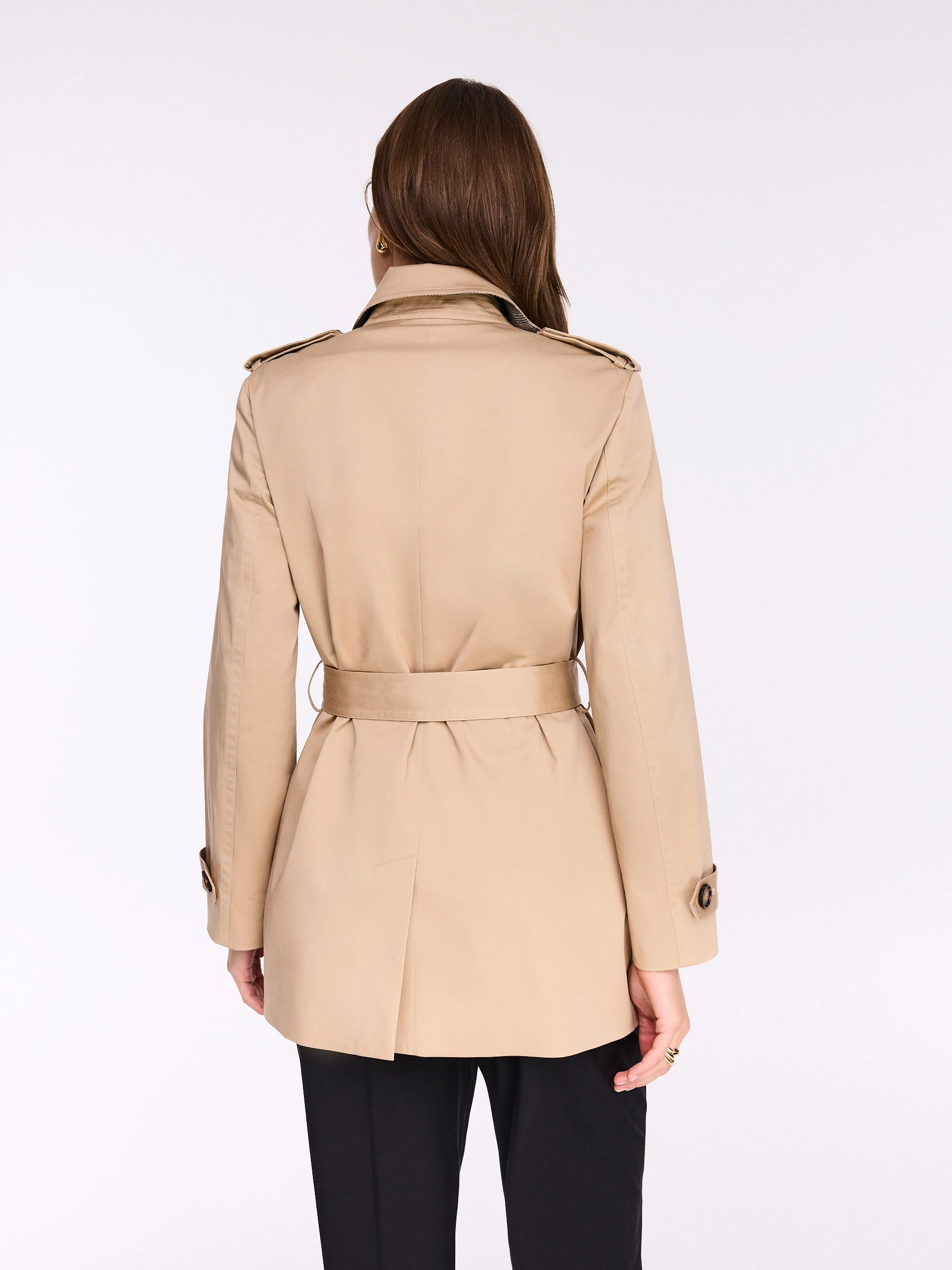 Short beige trench coat