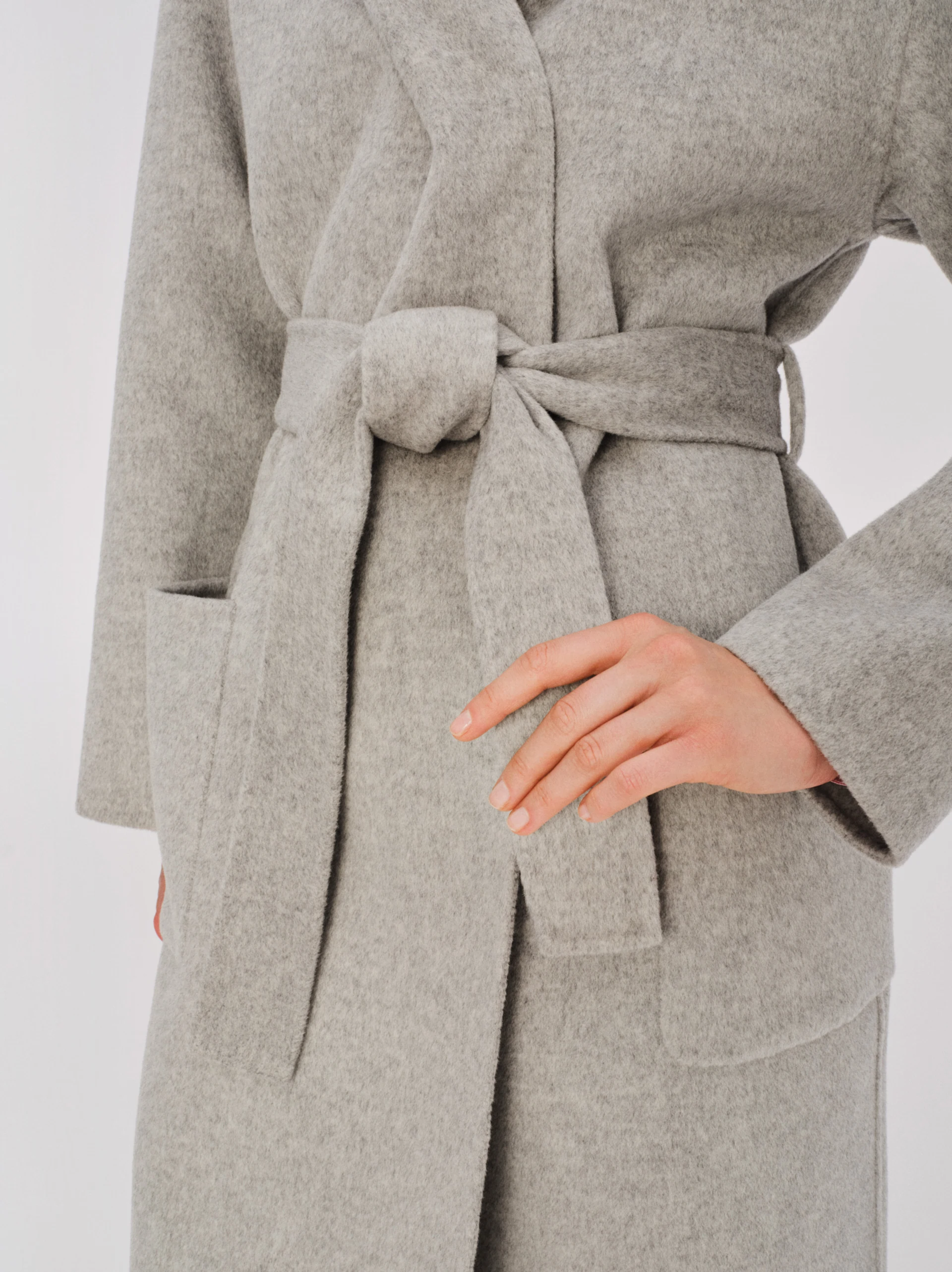 Gray double-faced merino wool coat