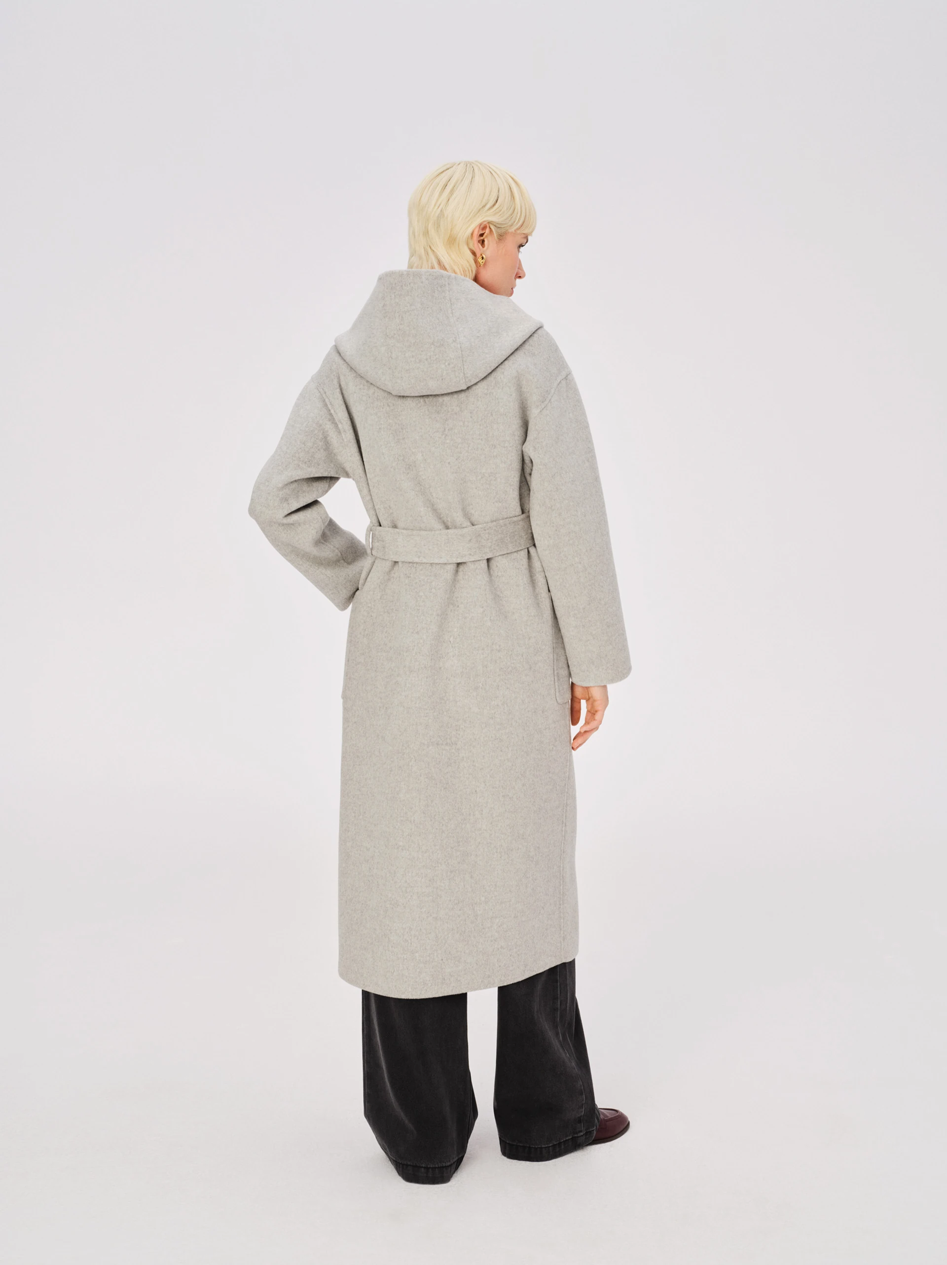 Gray double-faced merino wool coat