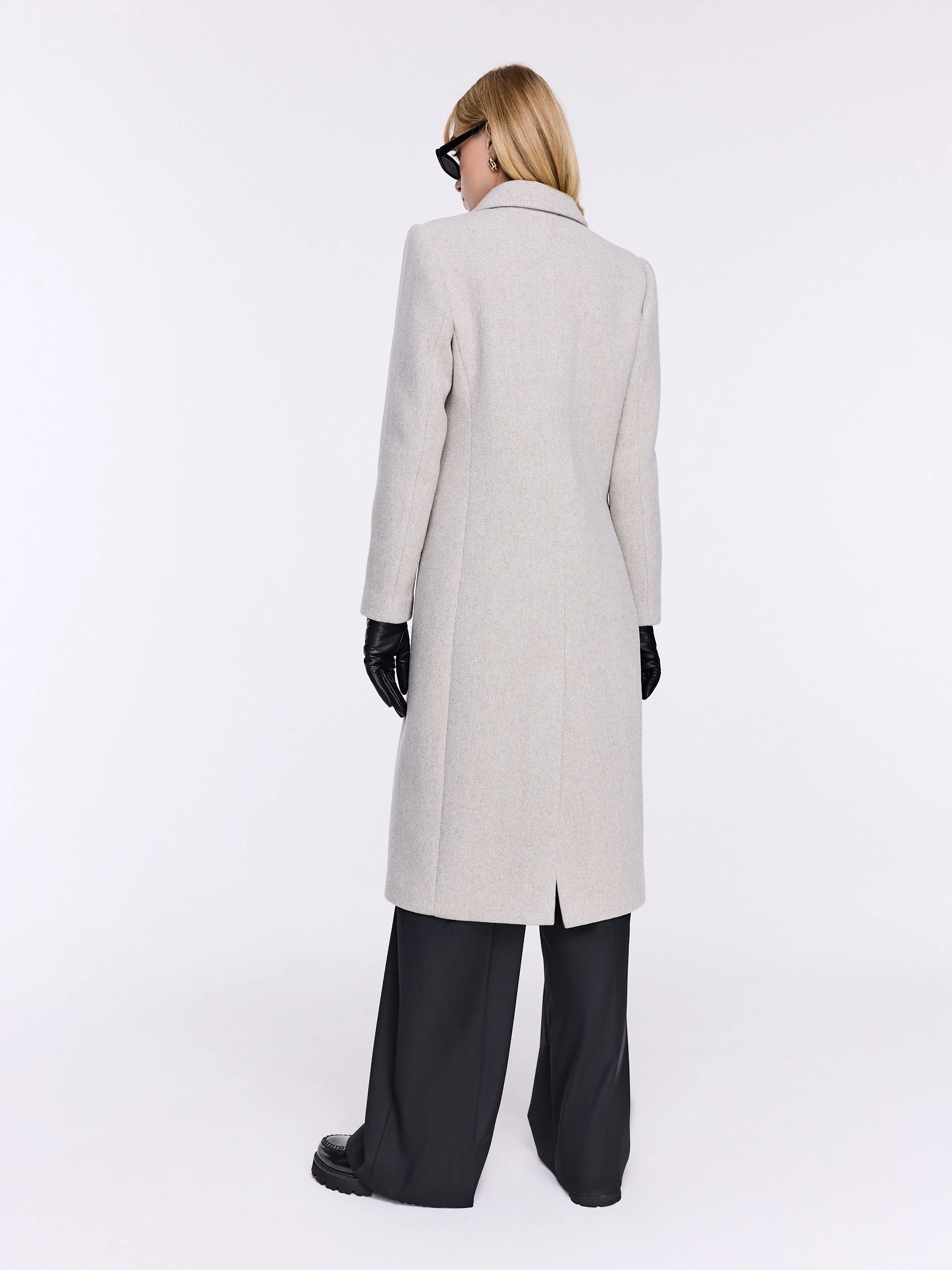 Simple gray knee-length coat with wool