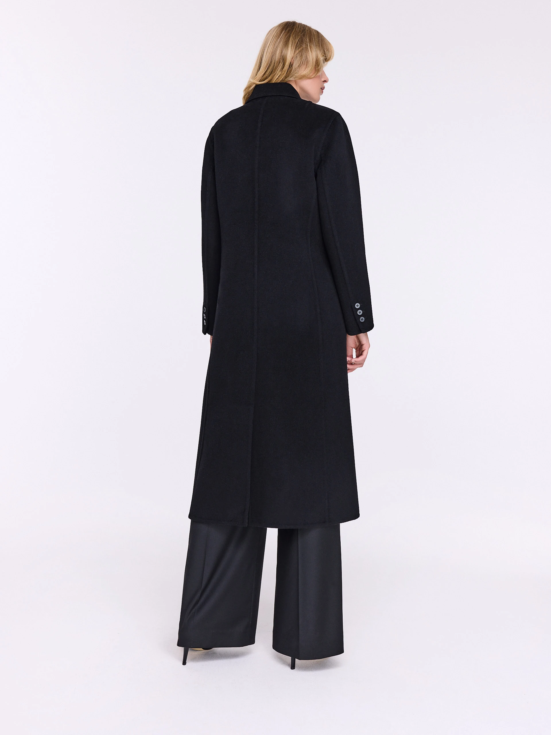 Black double-faced wool coat