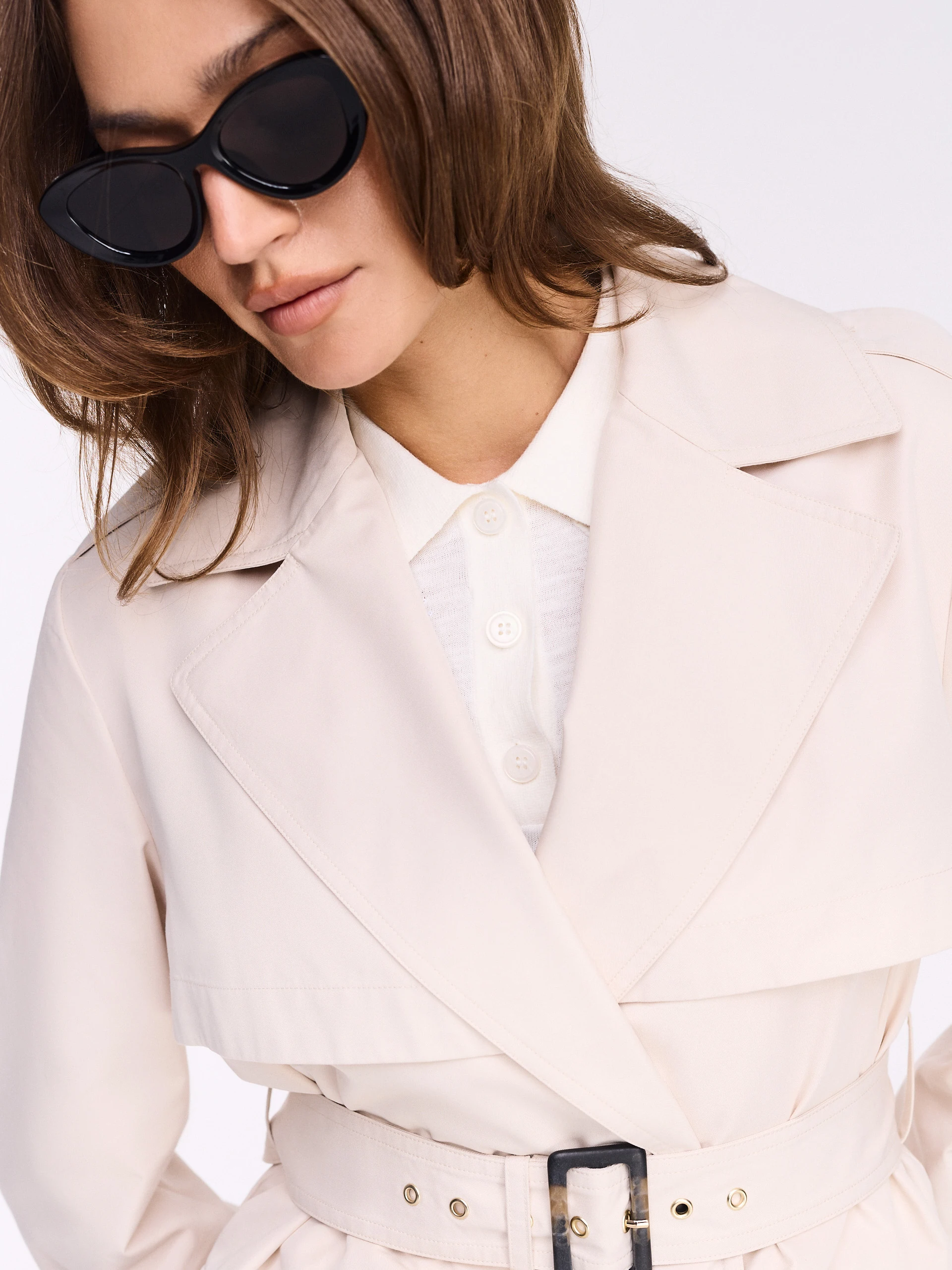 Beige trench with belt
