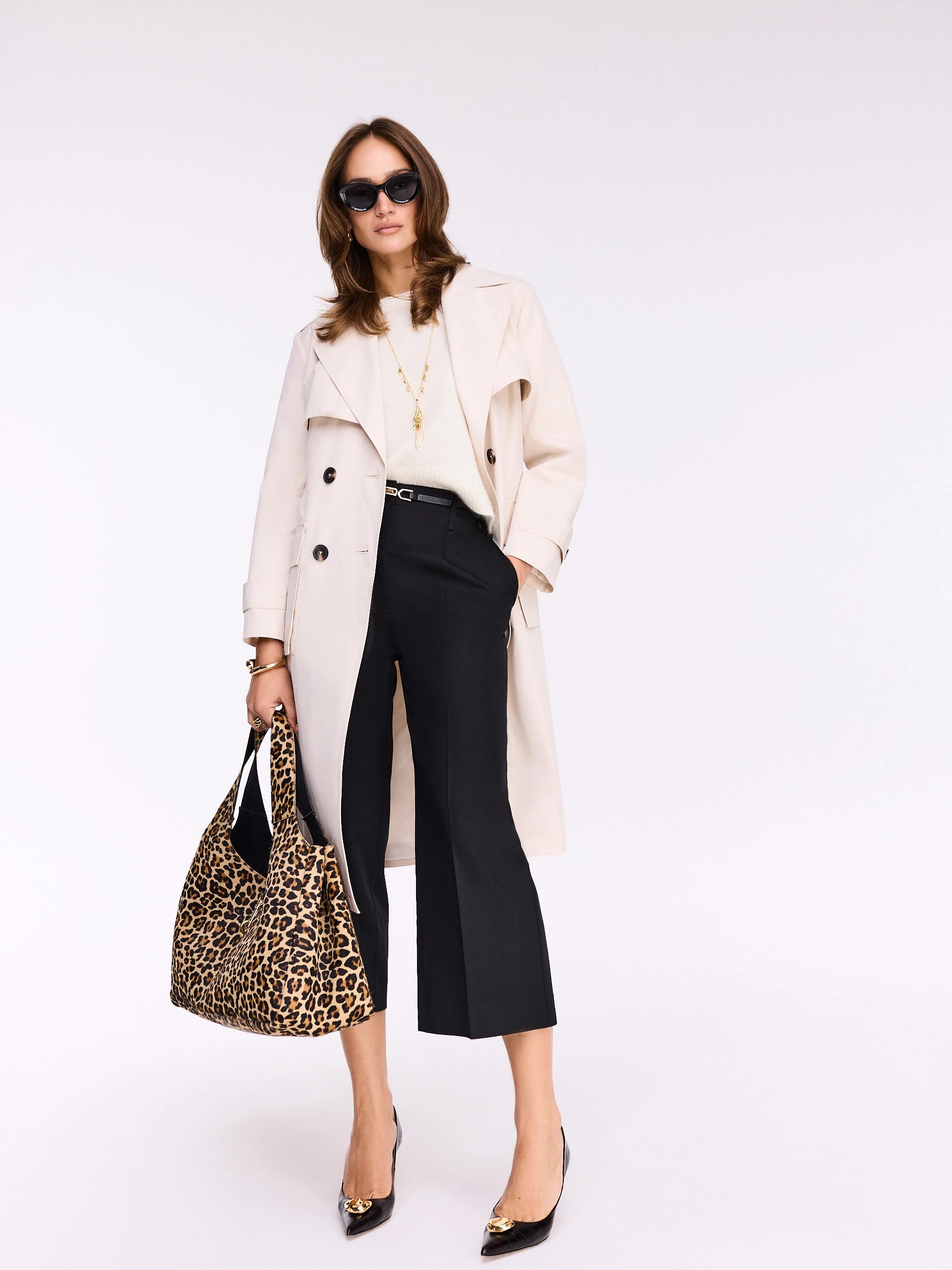 Beige trench with belt