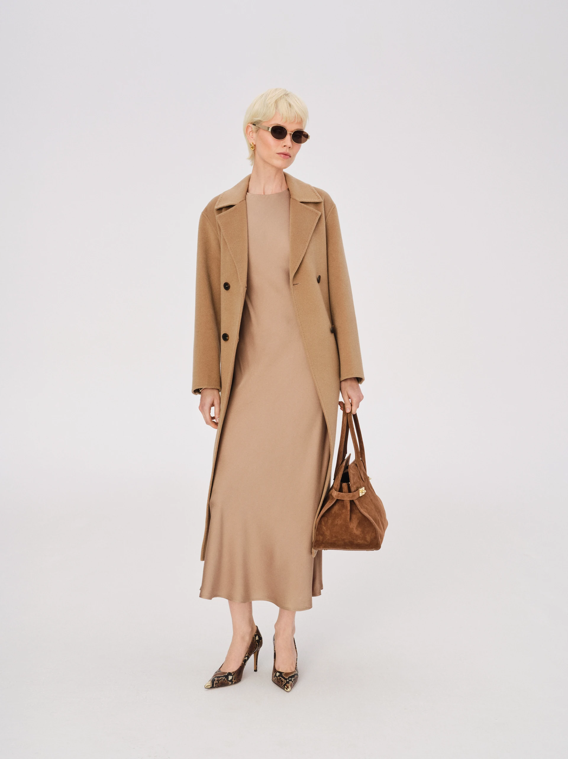 Beige satin viscose dress