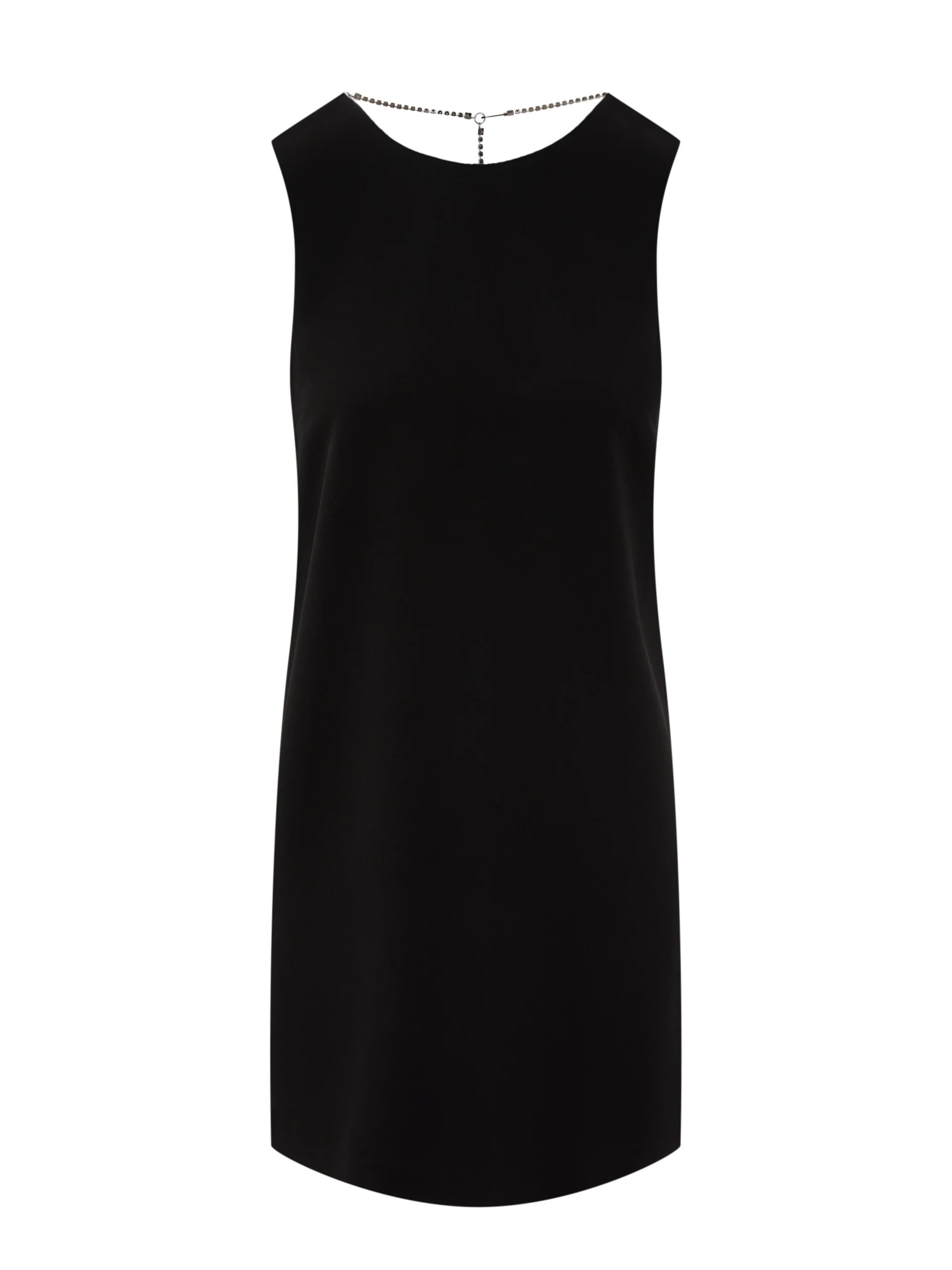 Black dress with a jewelry chain on the back