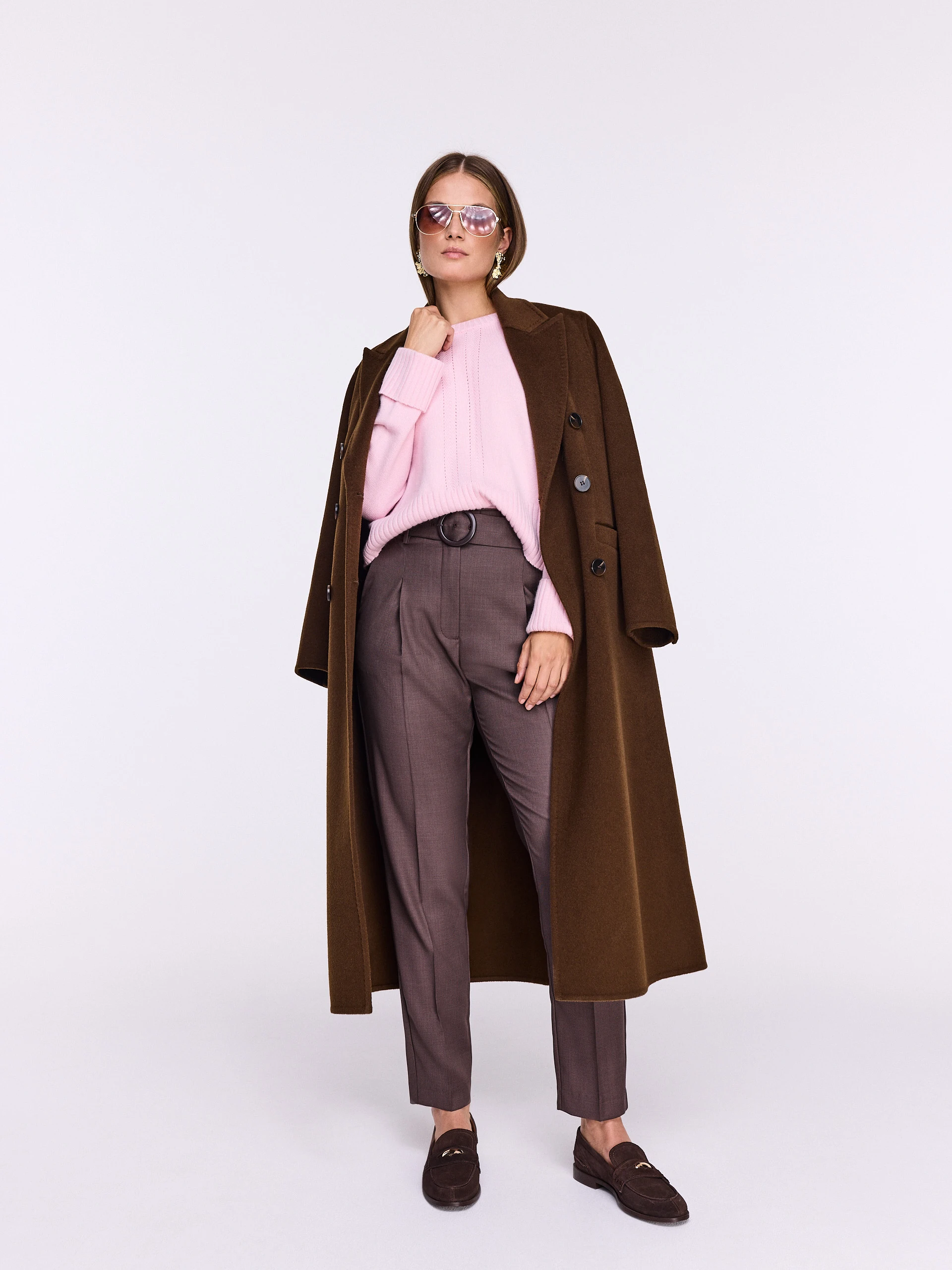 Chocolate high-waisted cigarette pants