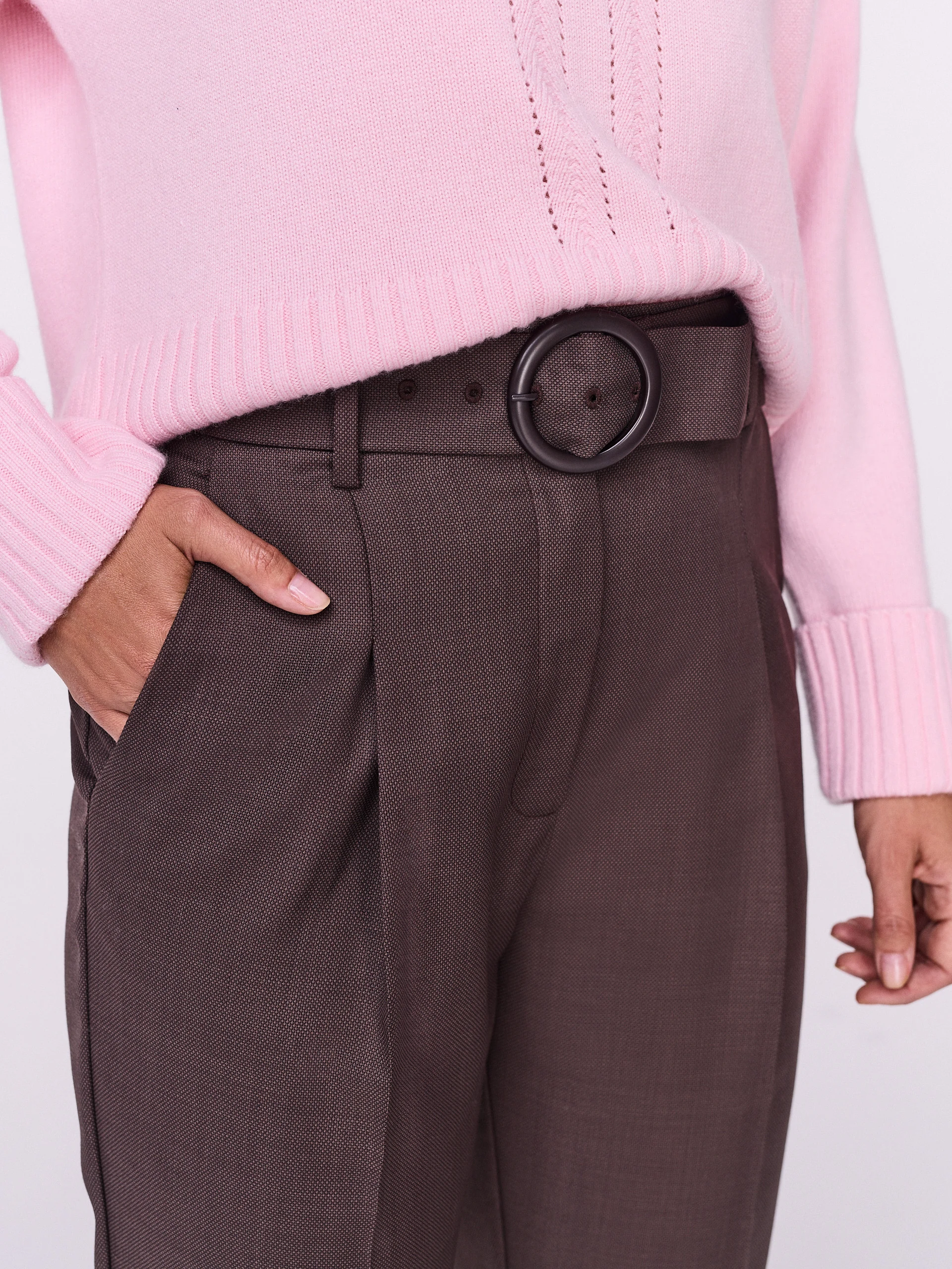 Chocolate high-waisted cigarette pants
