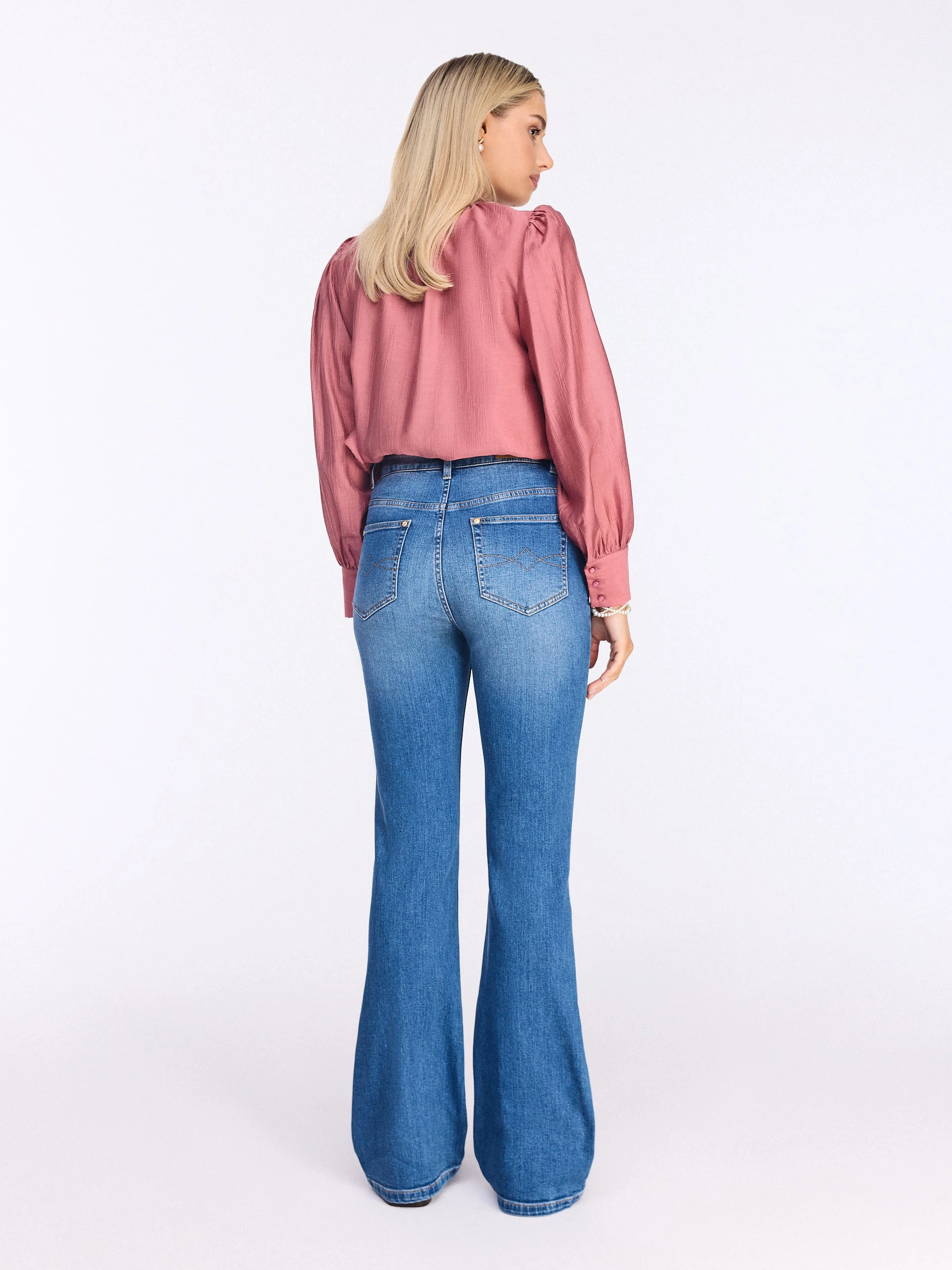 High rise bell jeans