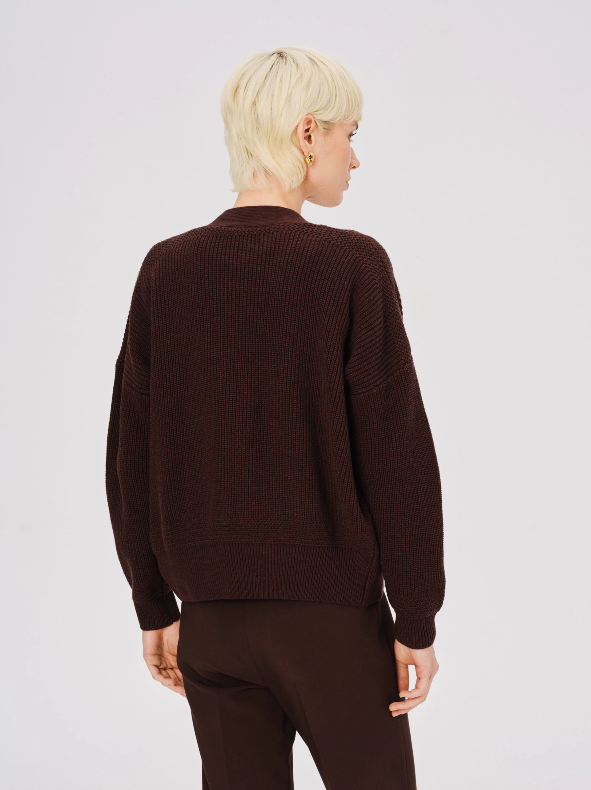 Chocolate oversized ribbed cardigan