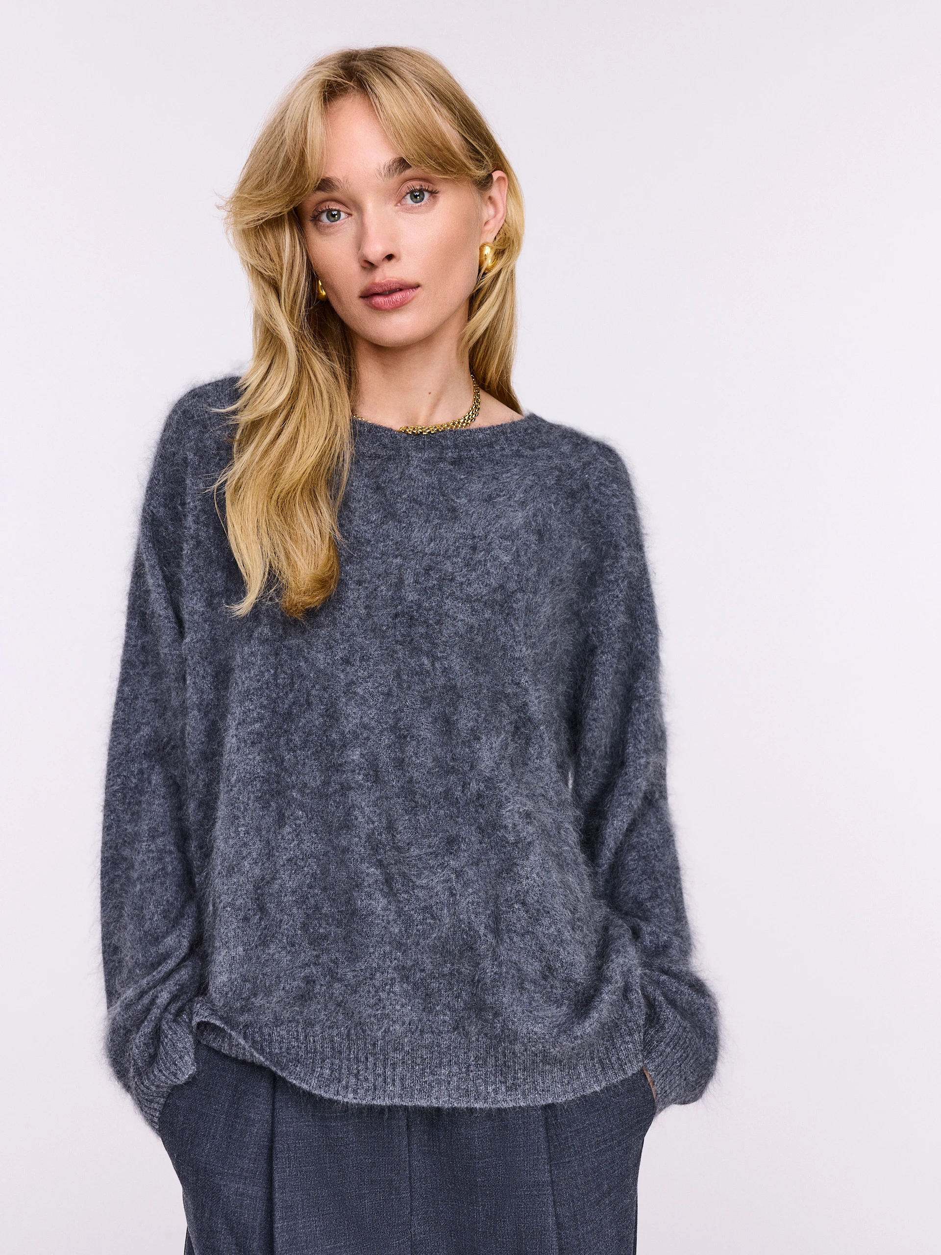 Ciemnoszary sweter 100% kaszmir