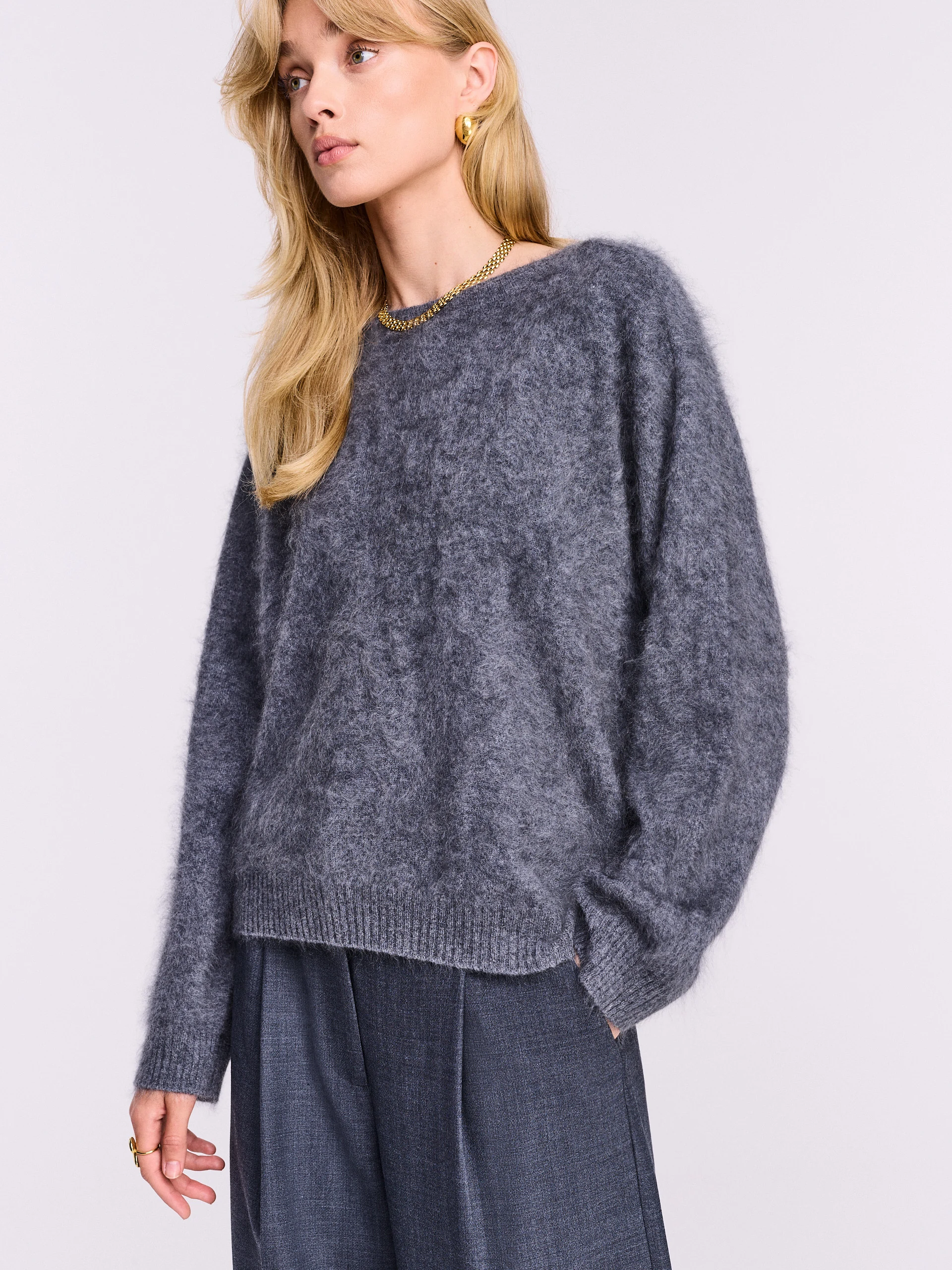Ciemnoszary sweter 100% kaszmir