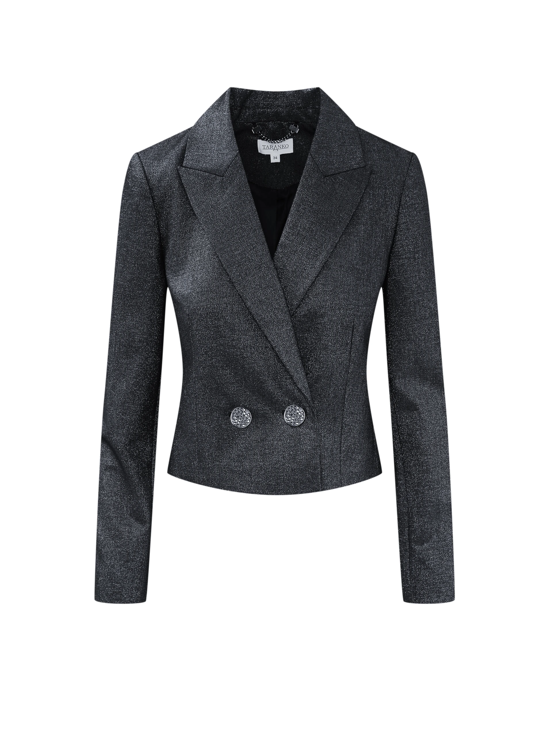 Short grey jacket with metallic thread