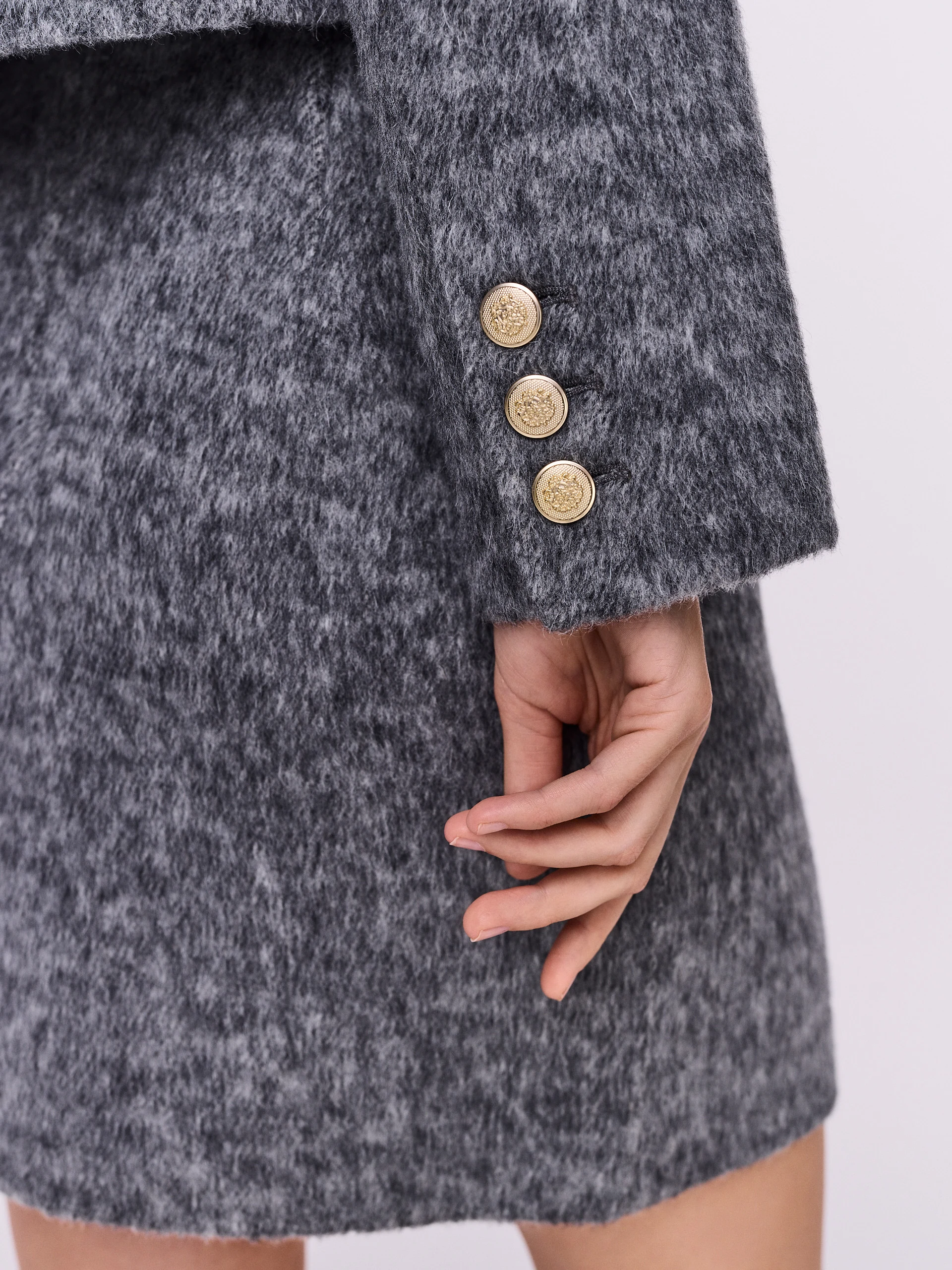 Short boxy jacket made of wool with angora and silk