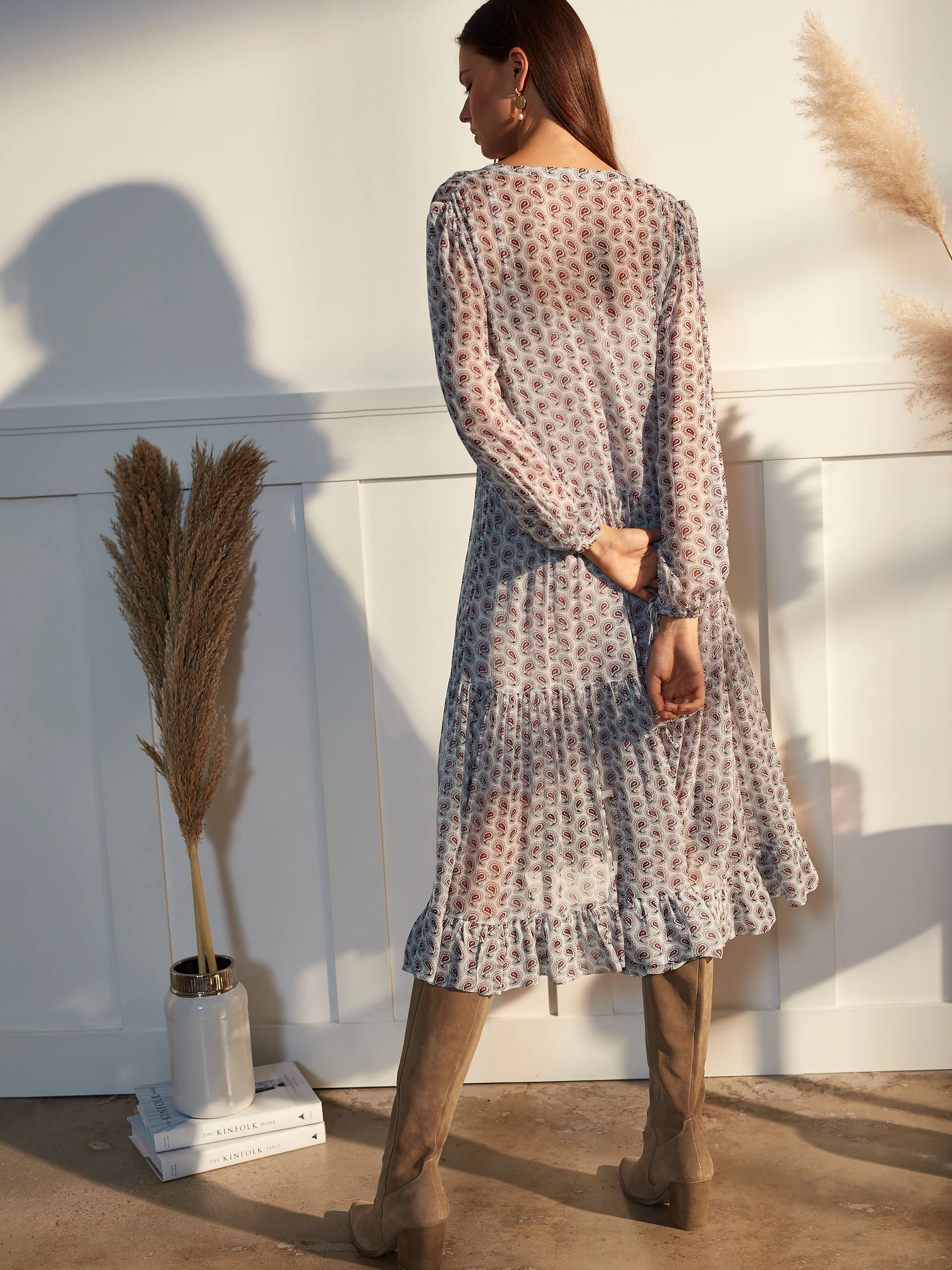 MIDI DRESS WITH SHORTER LINING