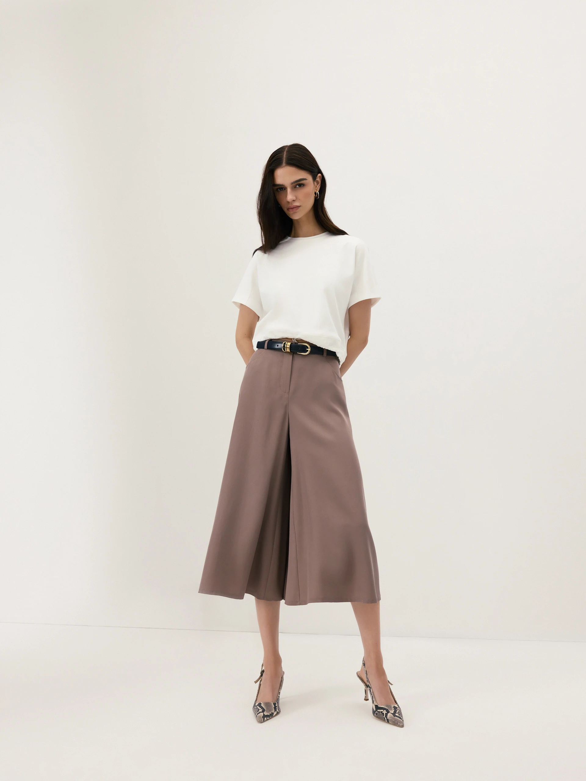 Light brown lyocell culottes