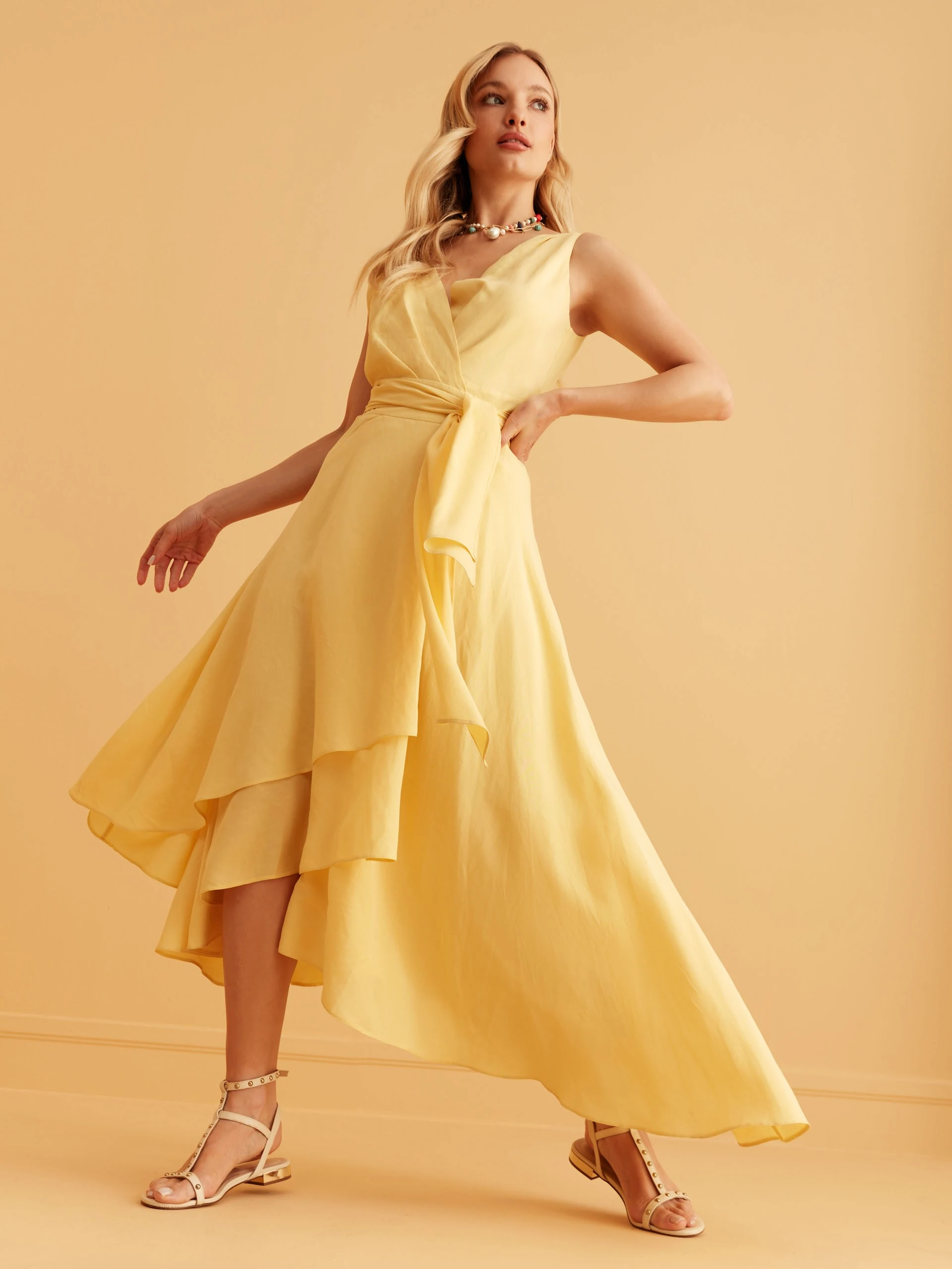 YELLOW FLARED DRESS