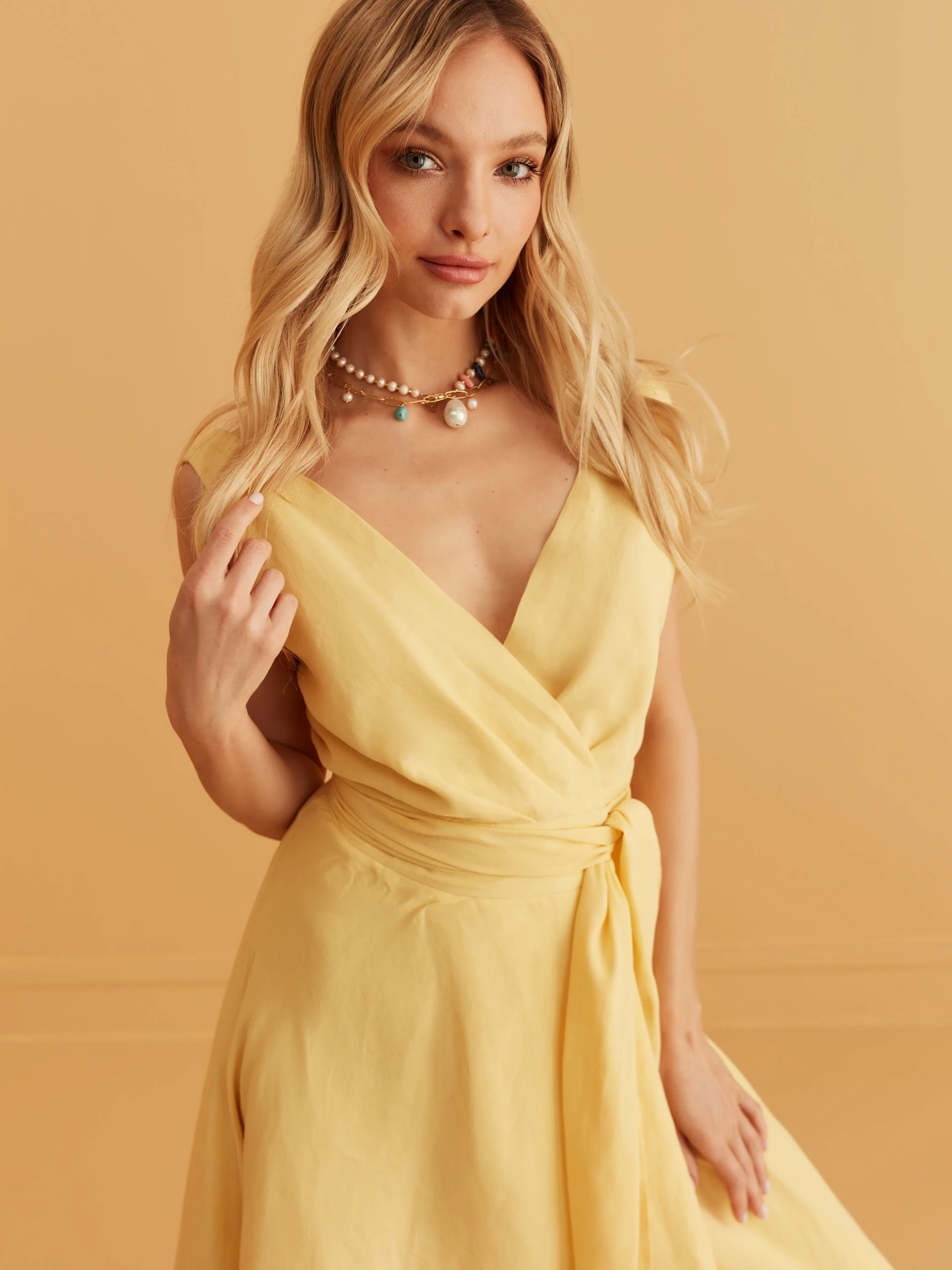 YELLOW FLARED DRESS