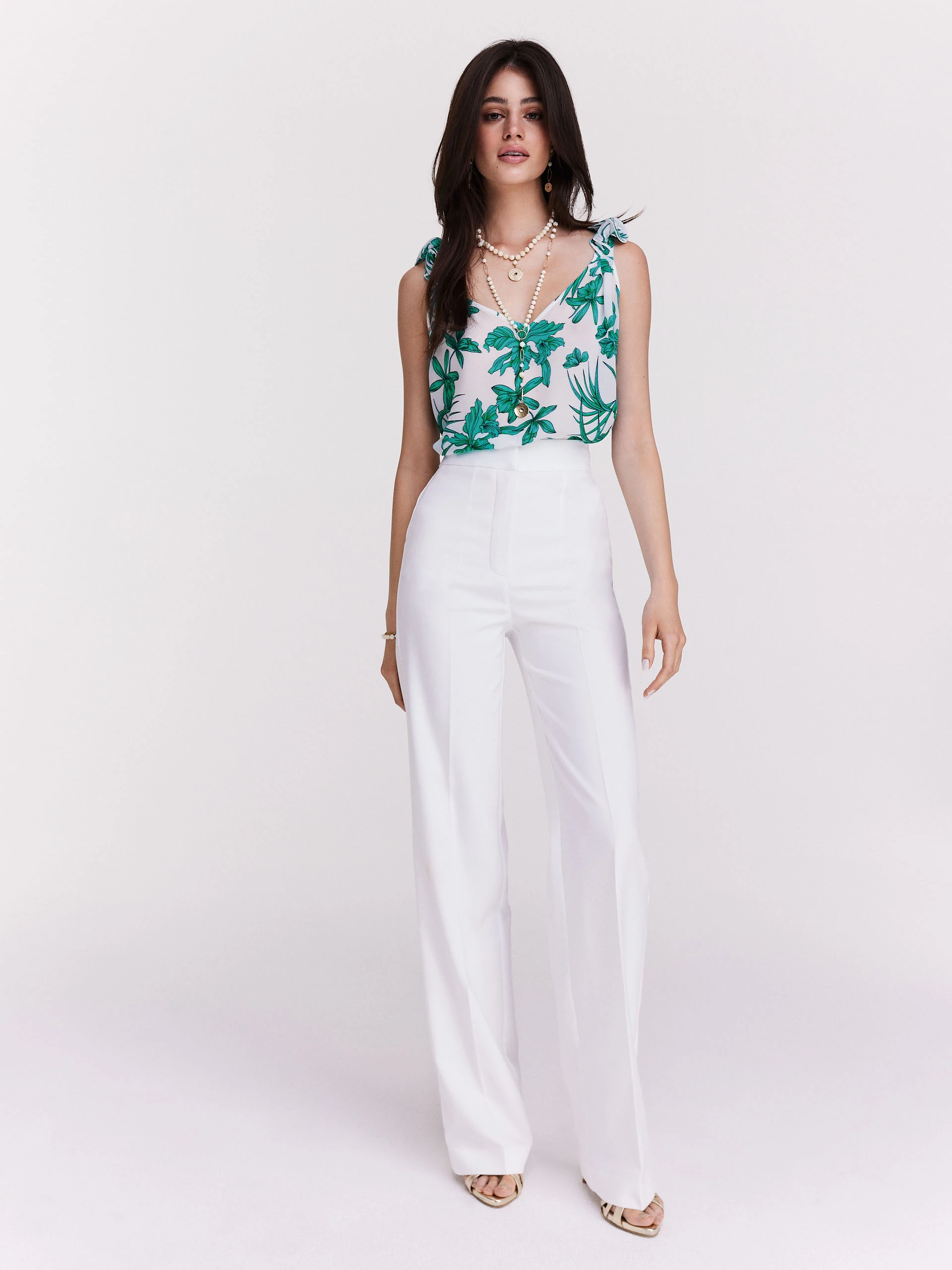 Viscose blouse with turquoise flowers
