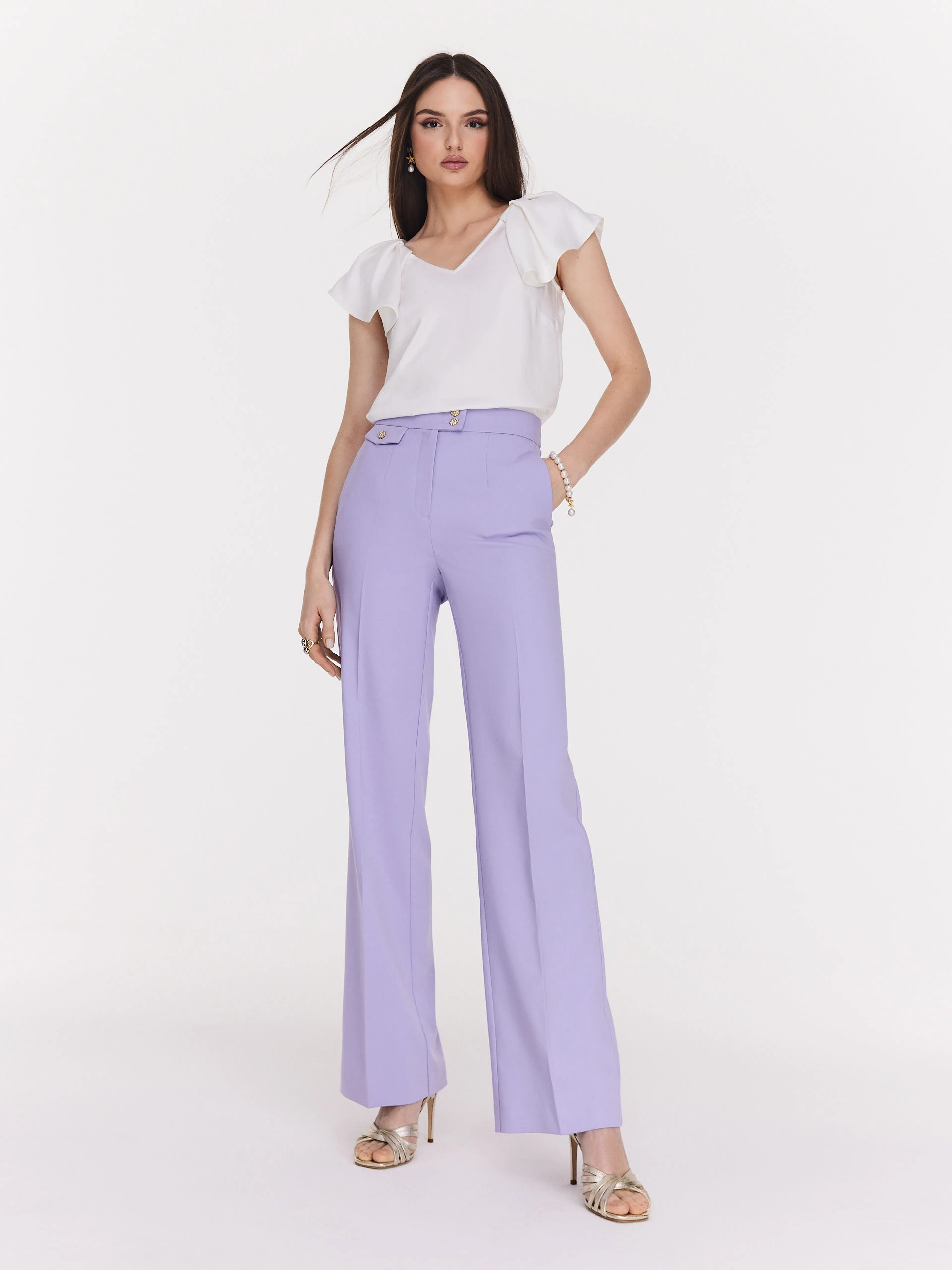 Long lilac viscose pants