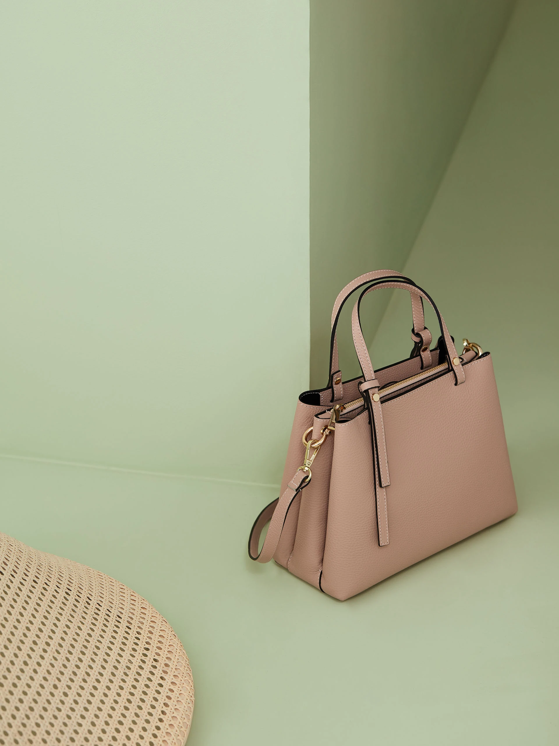 PINK LEATHER HANDBAG