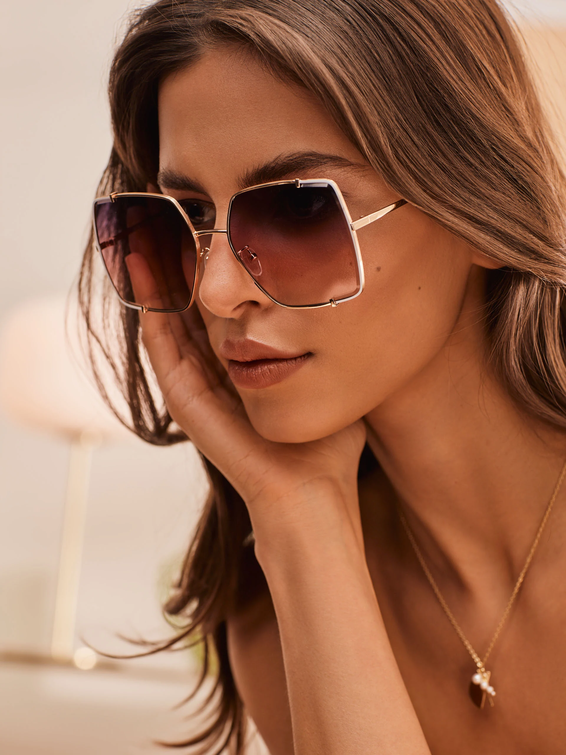 LARGE GLASSES WITH PINK LENSES