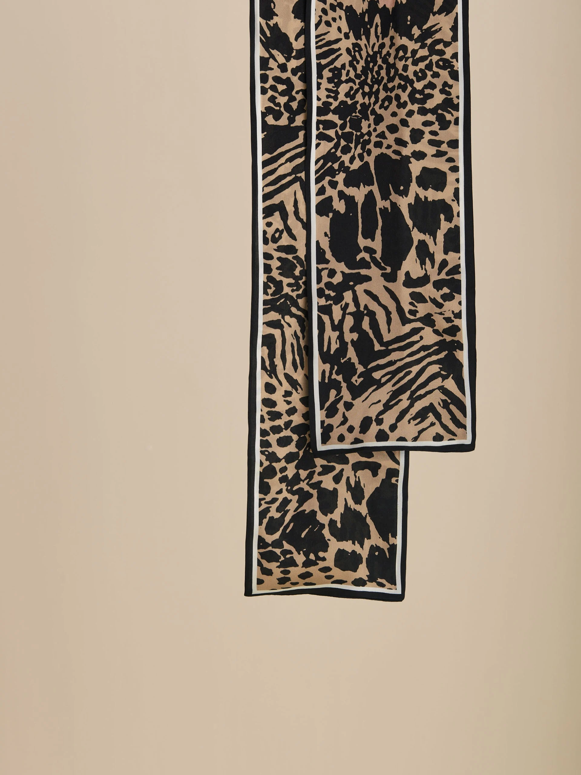 LONG SILK SCARF WITH ANIMAL PRINT