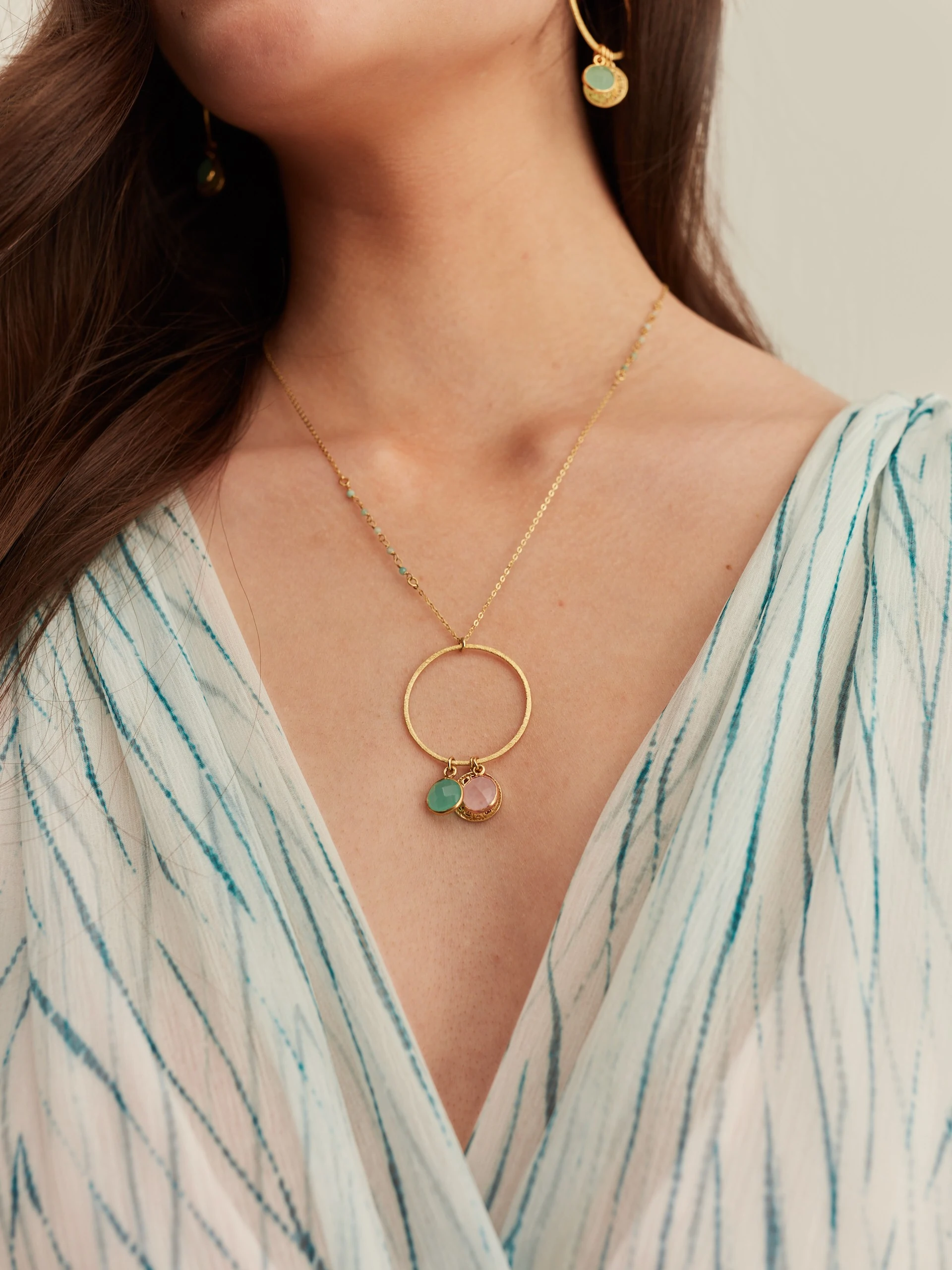 NECKLACE WITH NATURAL STONE CHARMS