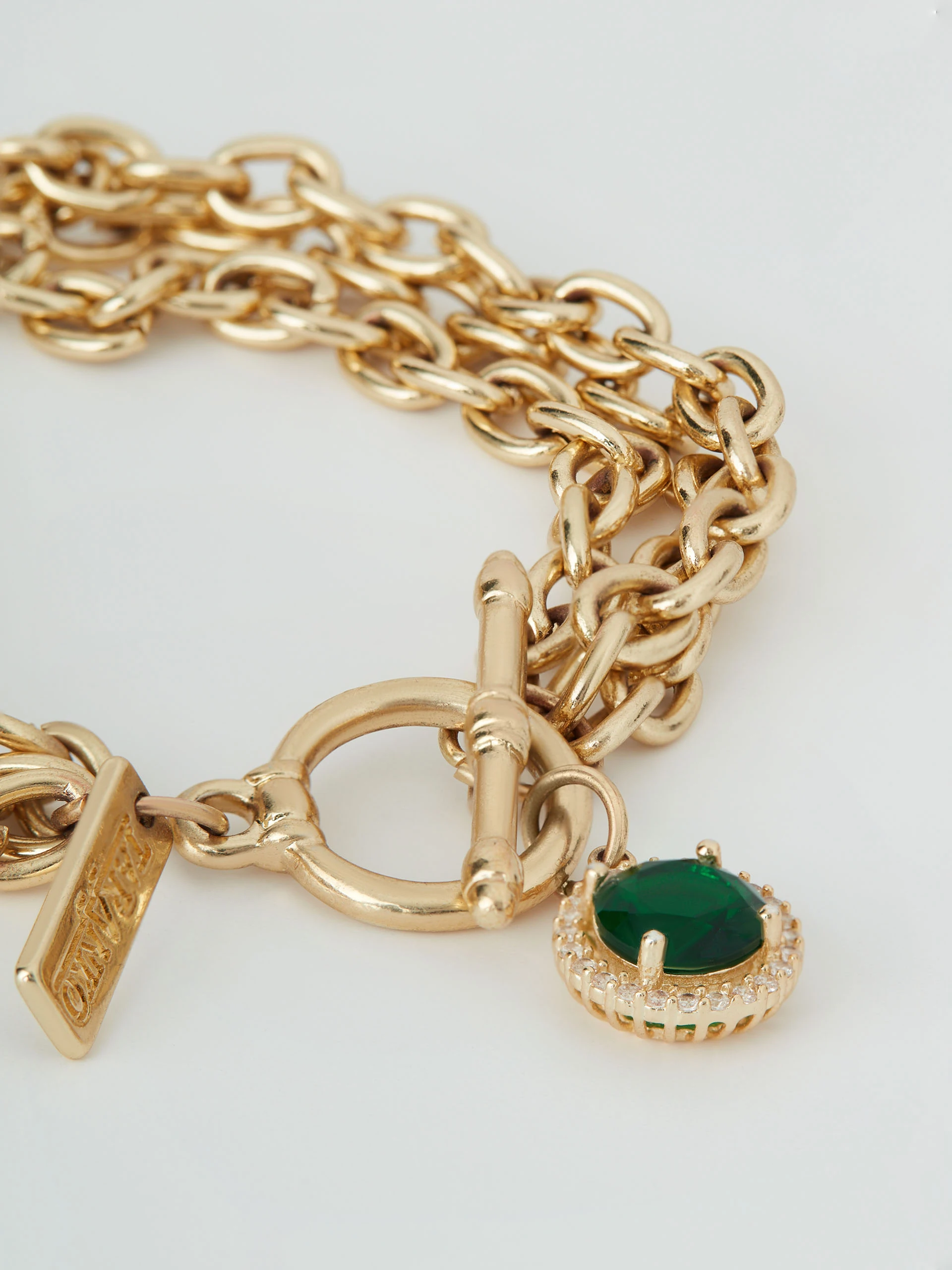 Chain bracelet with green zirconia