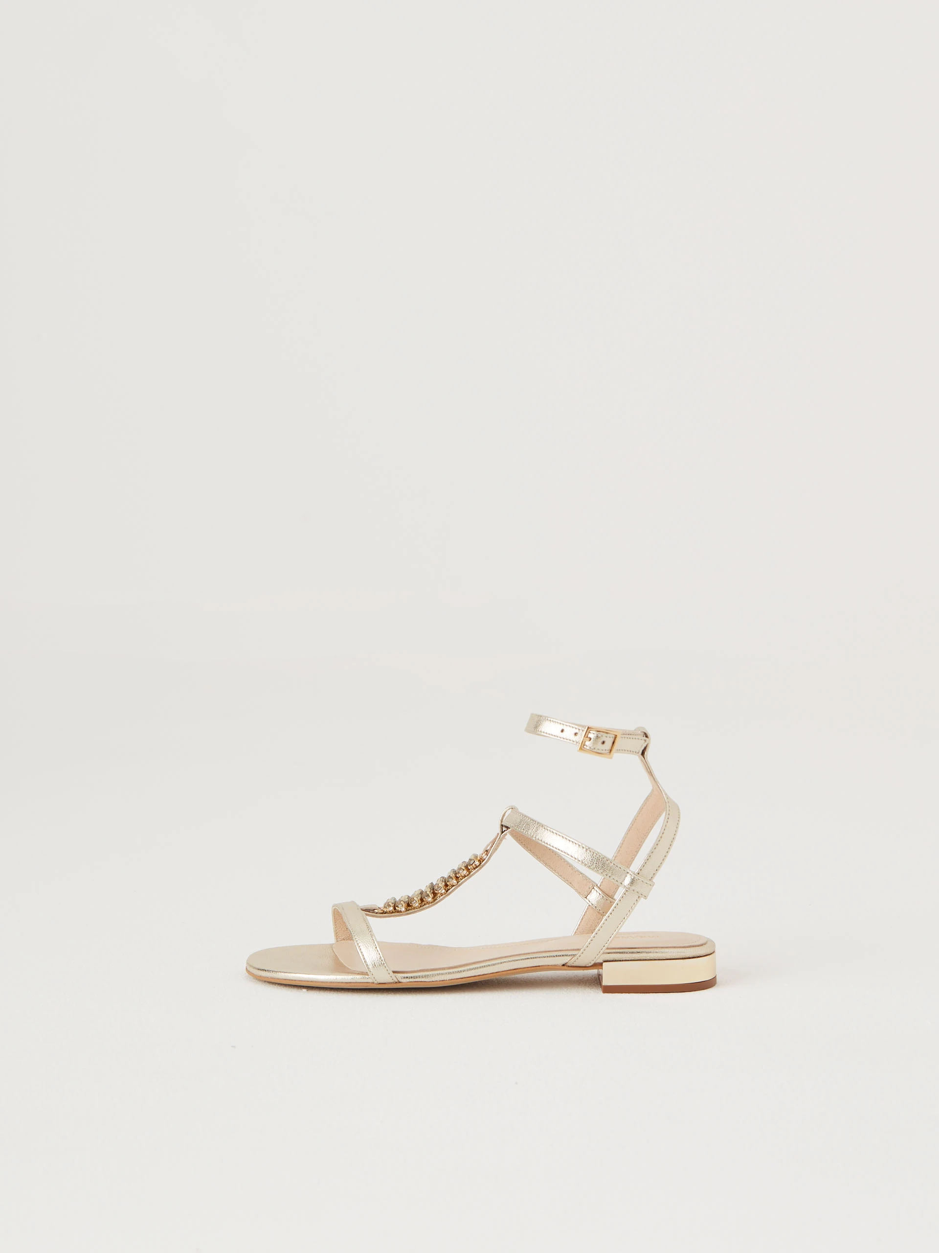 Gold sandals with crystals
