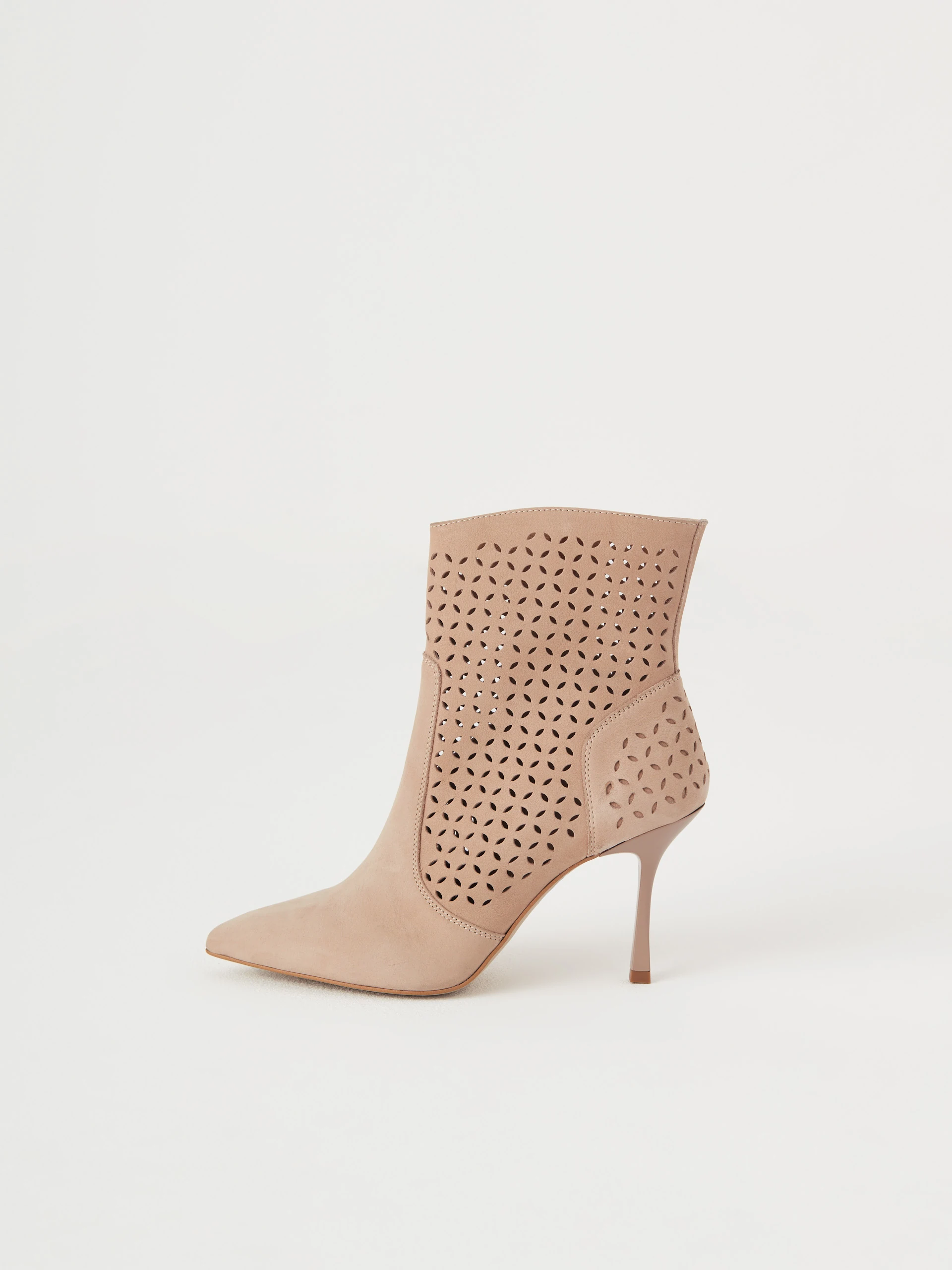Beige openwork boots