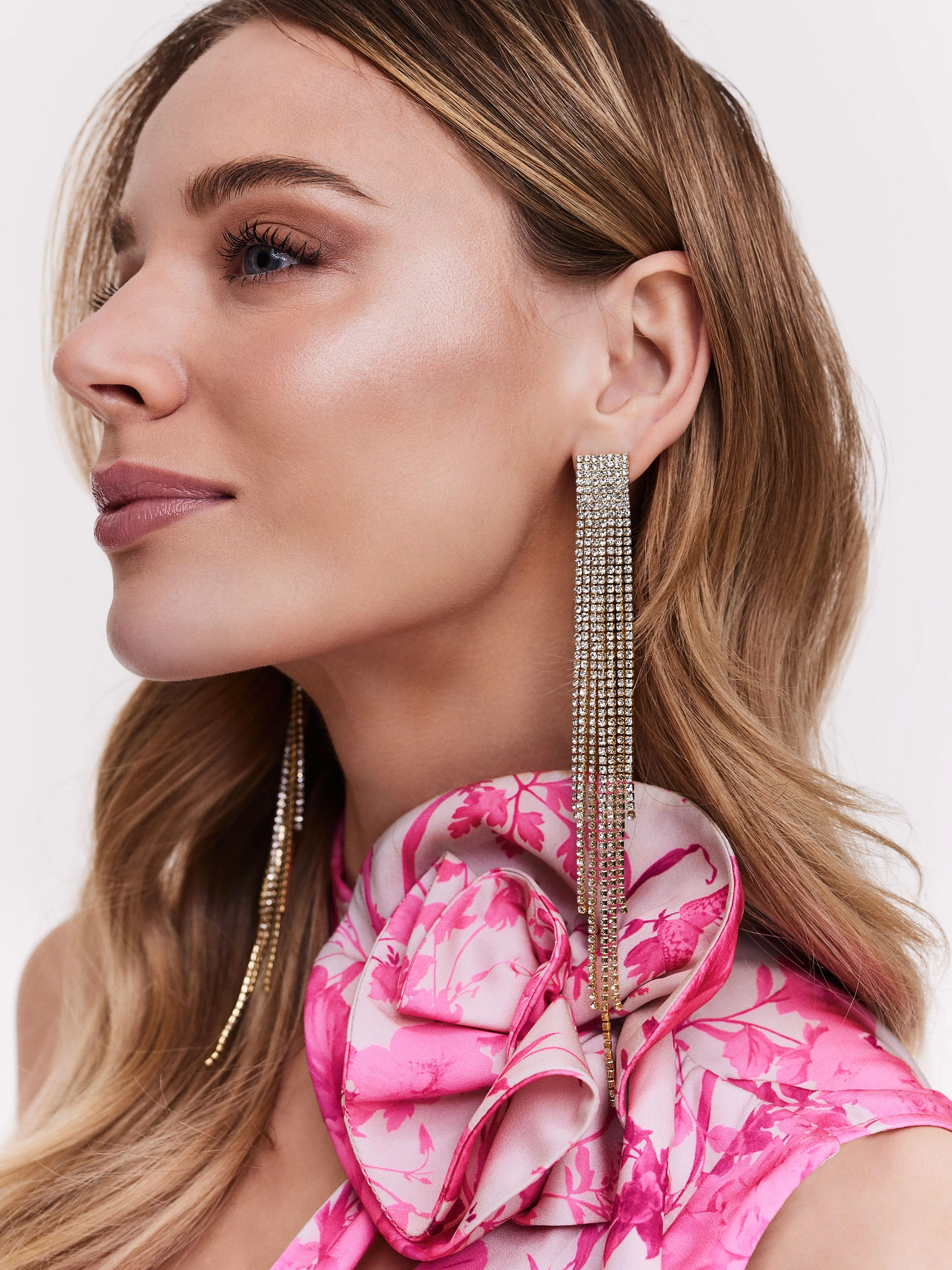 Long glittering earrings