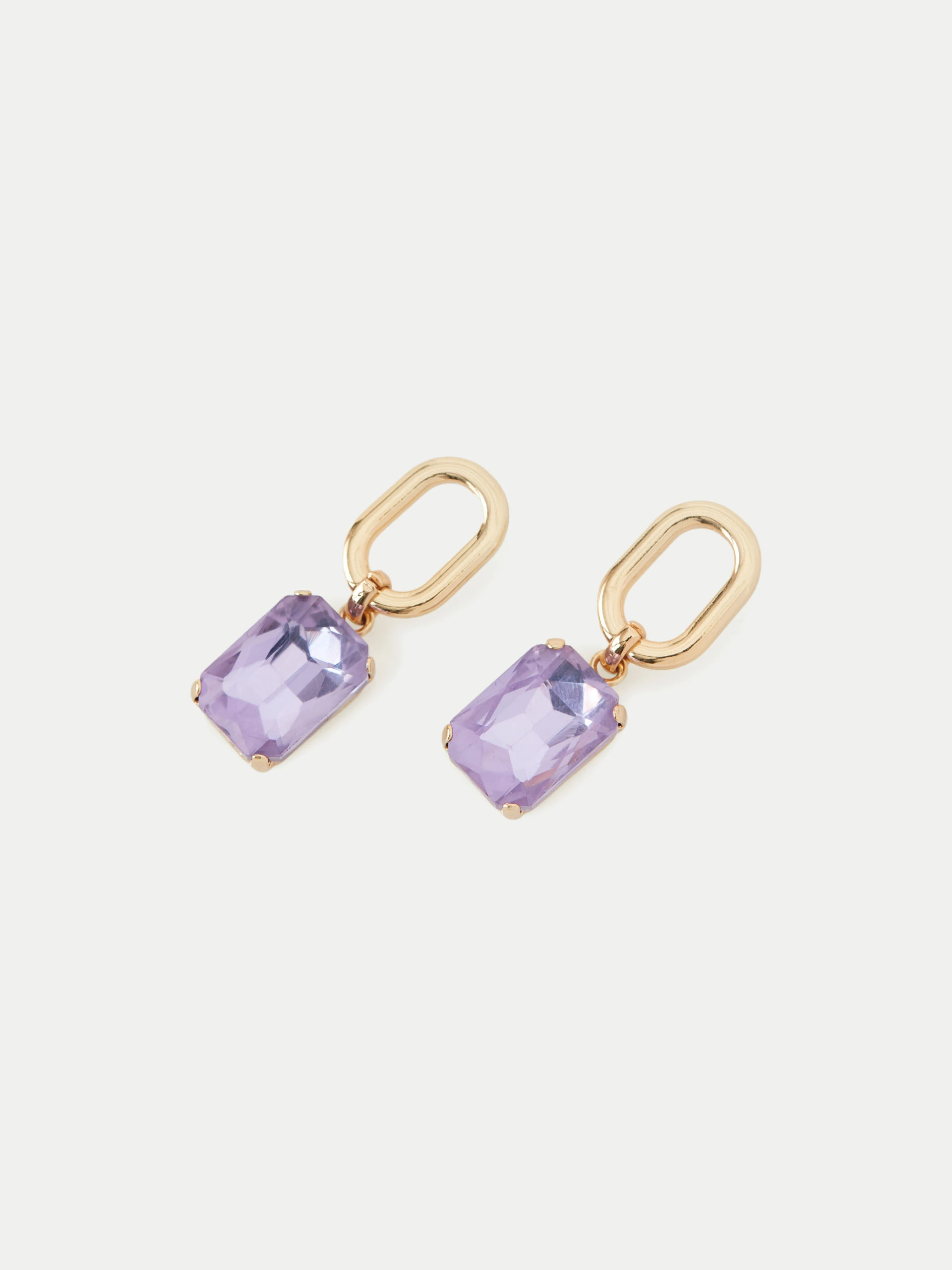 Earrings with purple crystals
