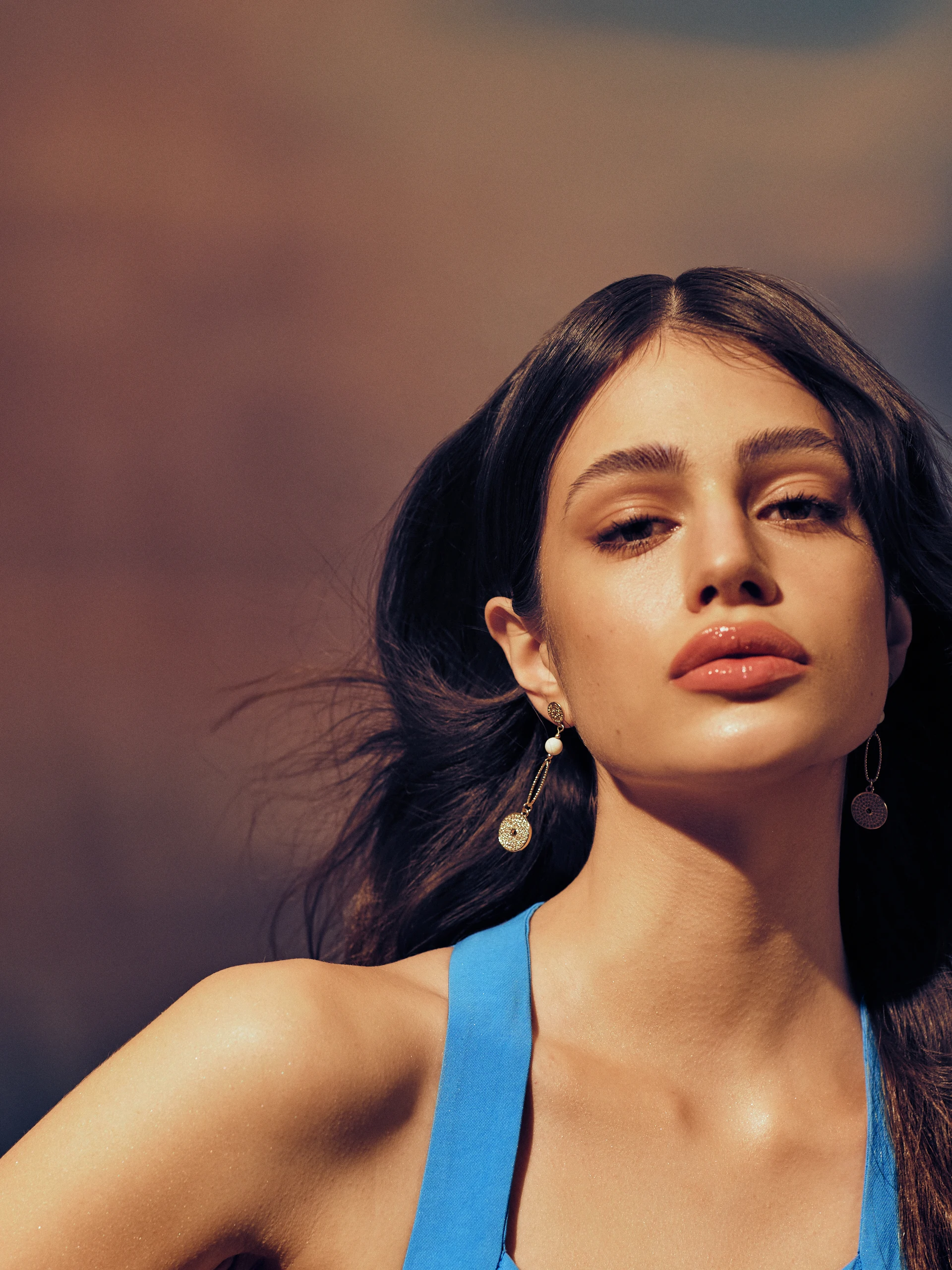 Long gold-plated earrings