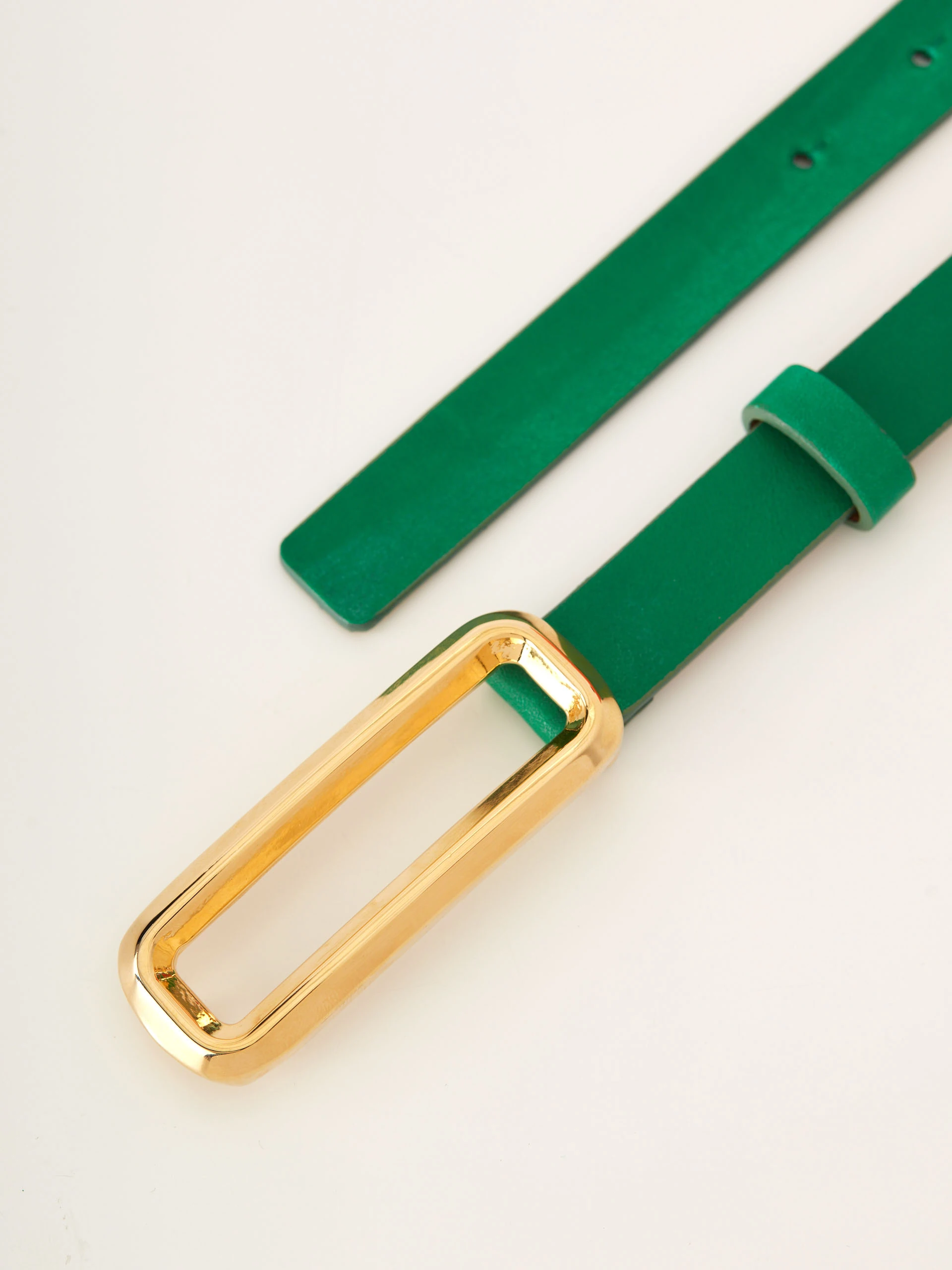 Green natural leather belt