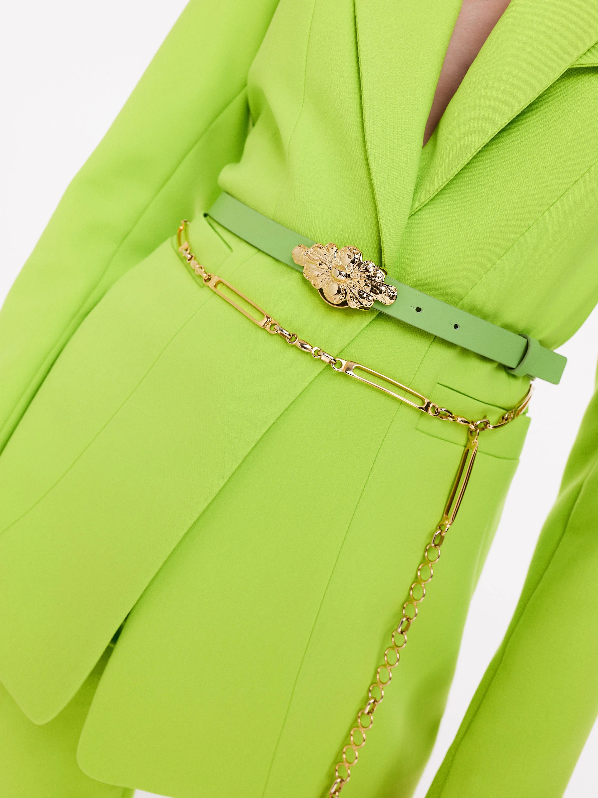 Lime green belt with decorative buckle