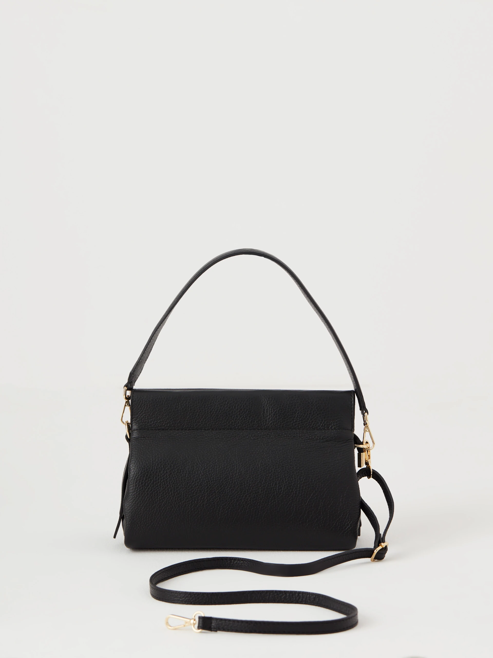 Black leather handbag