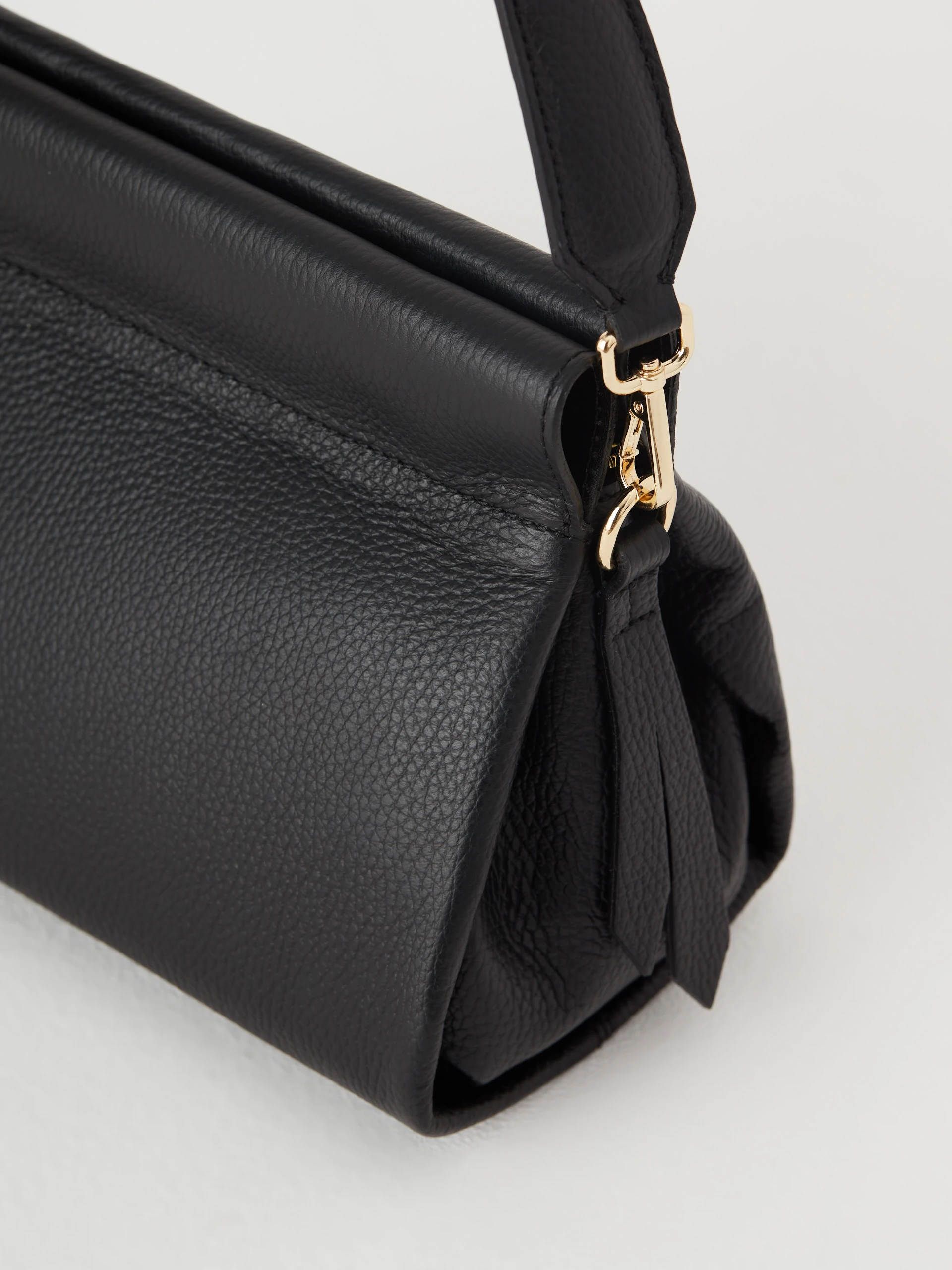 Black leather handbag