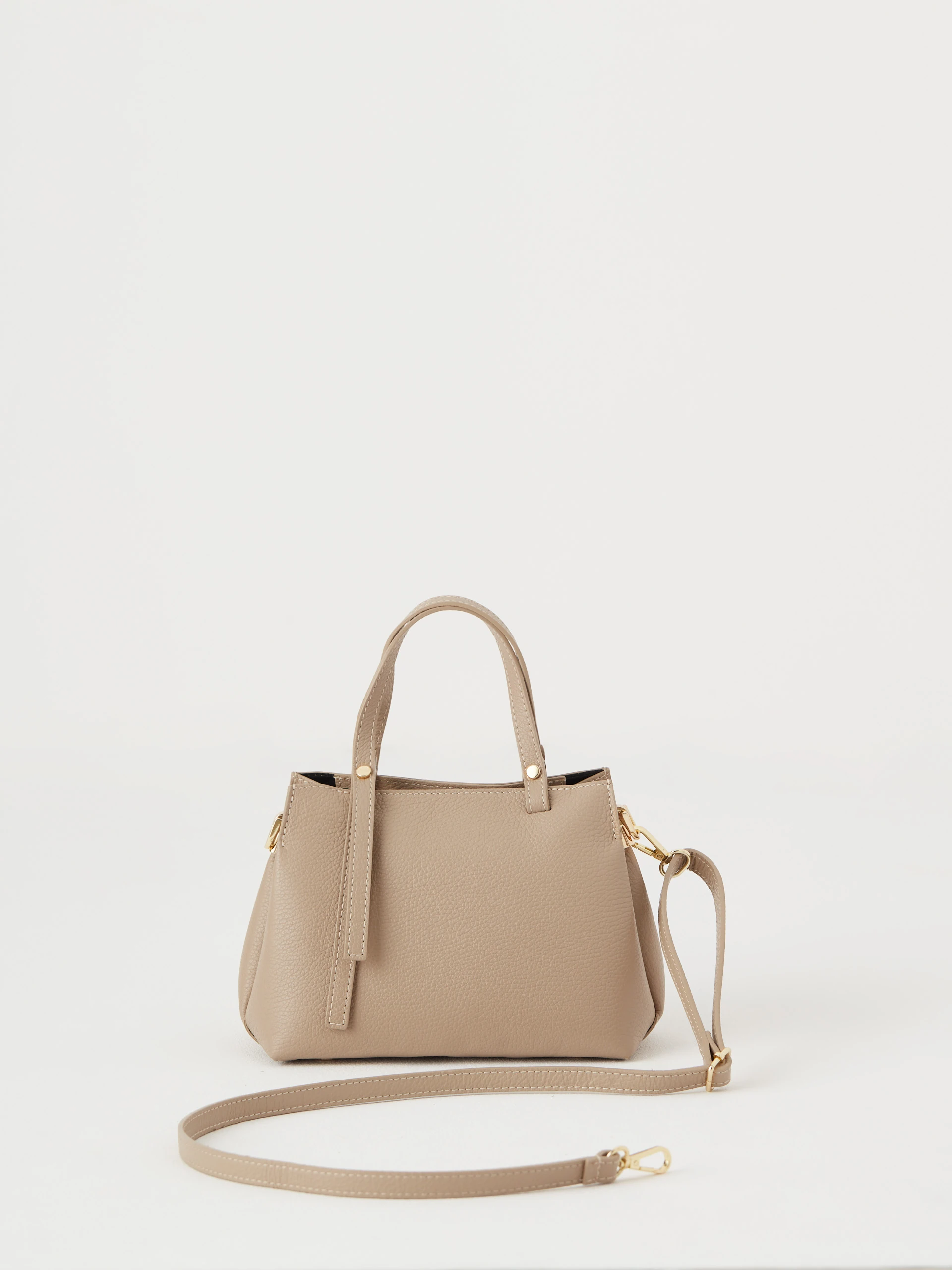 Small taupe leather handbag