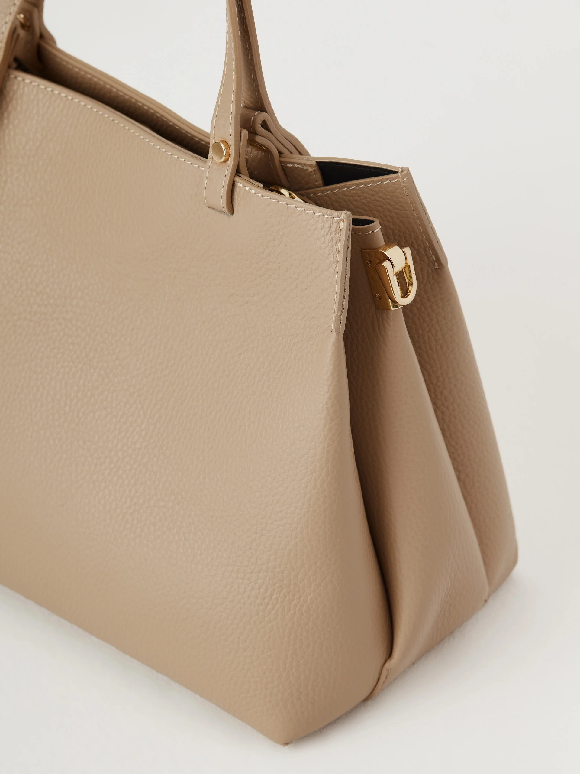 Skórzana torebka typu shopper w kolorze taupe