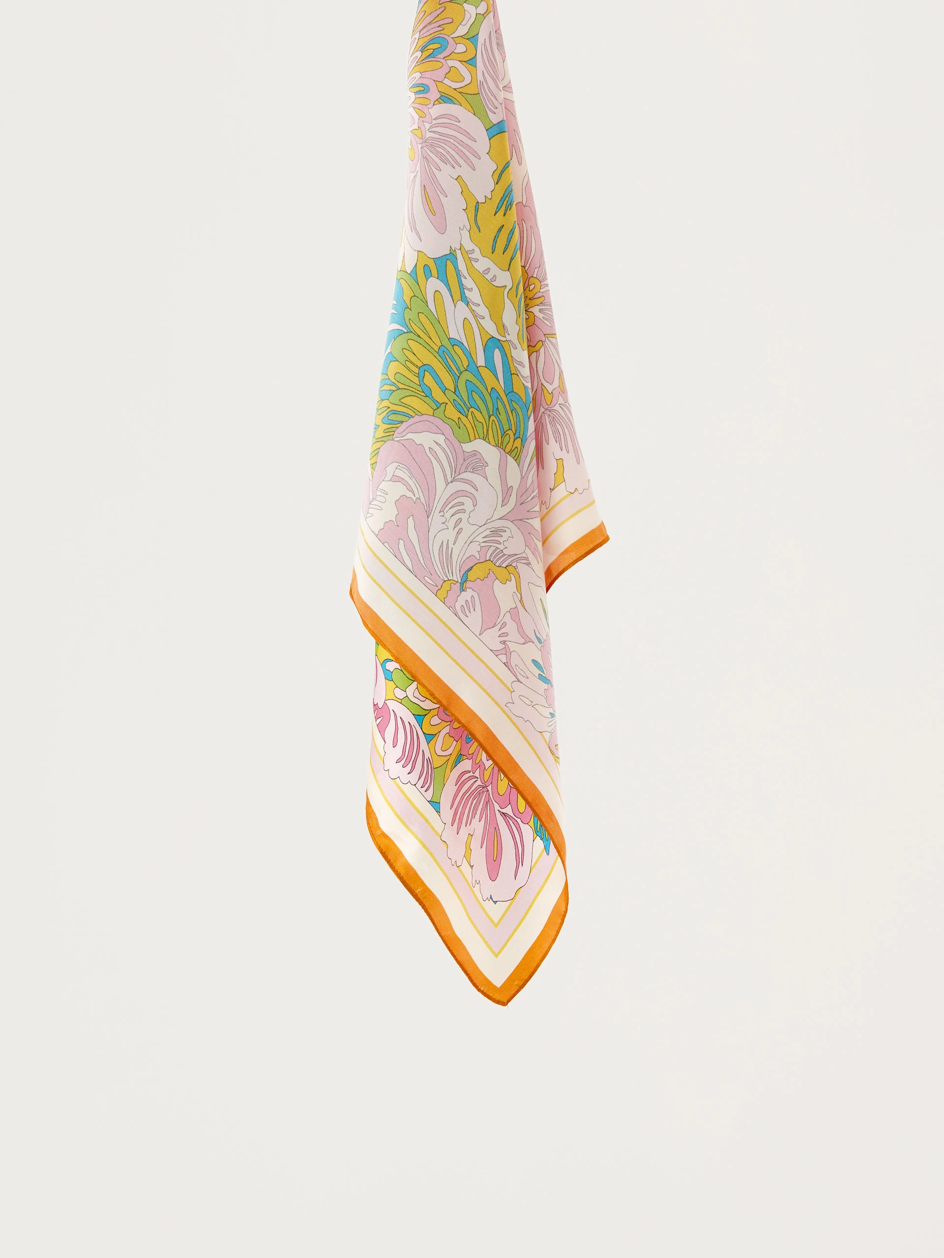 Large silk gavroche in ethnic pattern