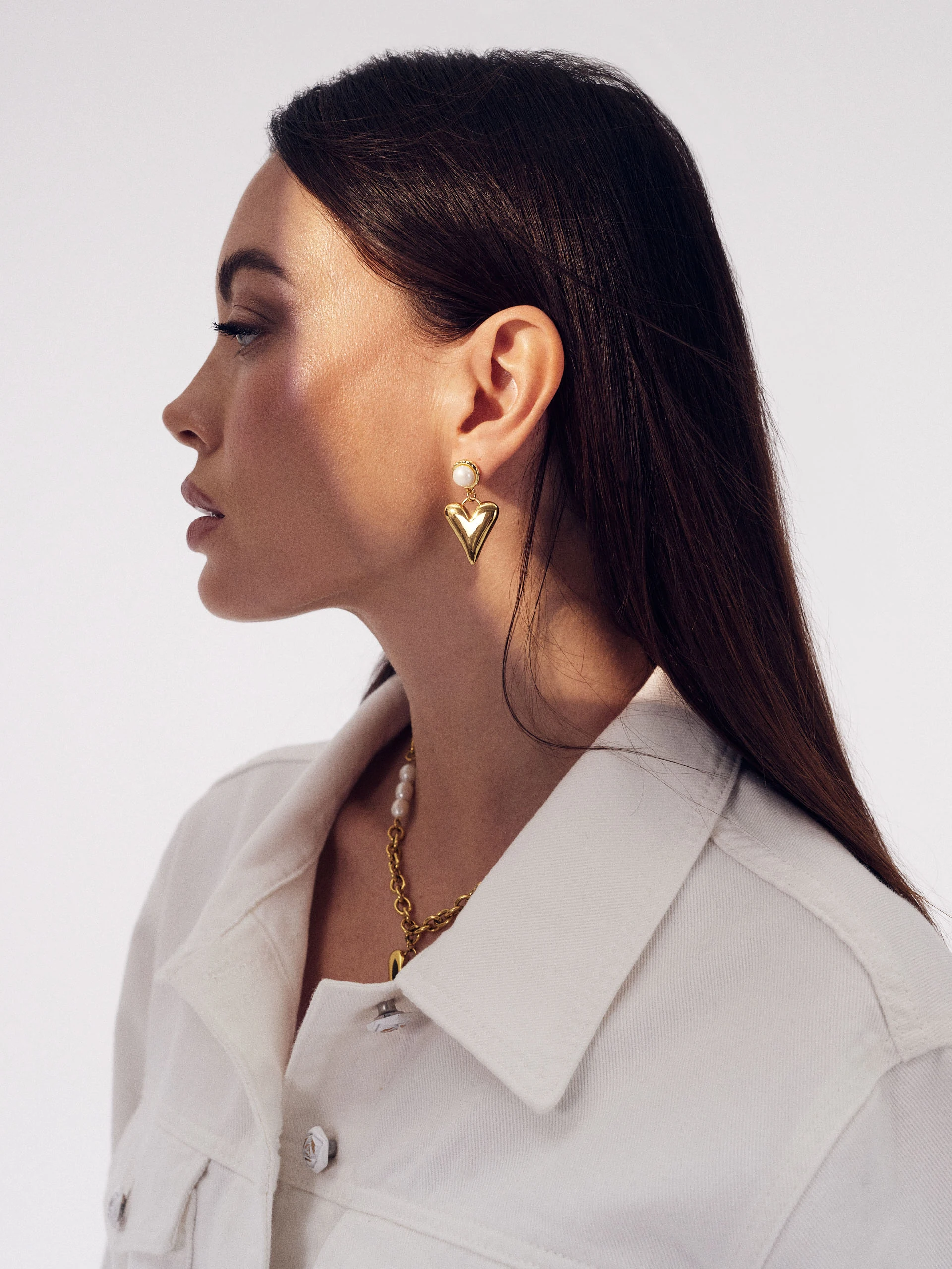 Heart earrings with pearls