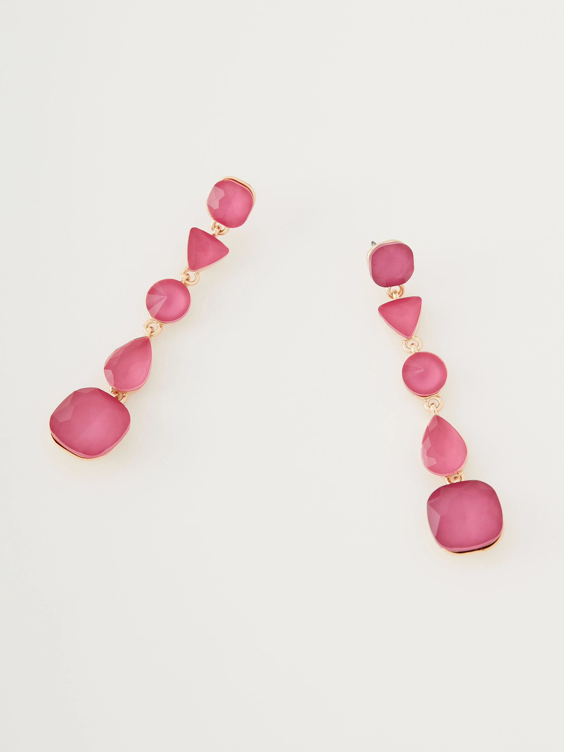 Long earrings with pink beads