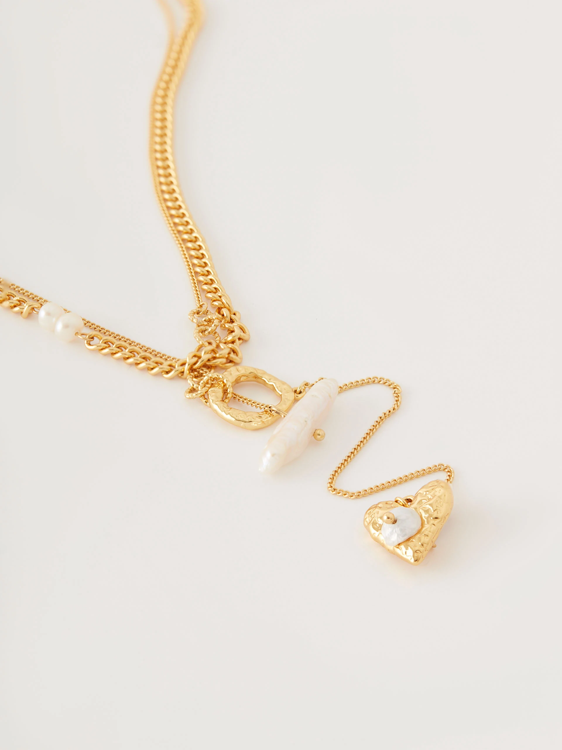 Cascade copper and natural pearls necklace