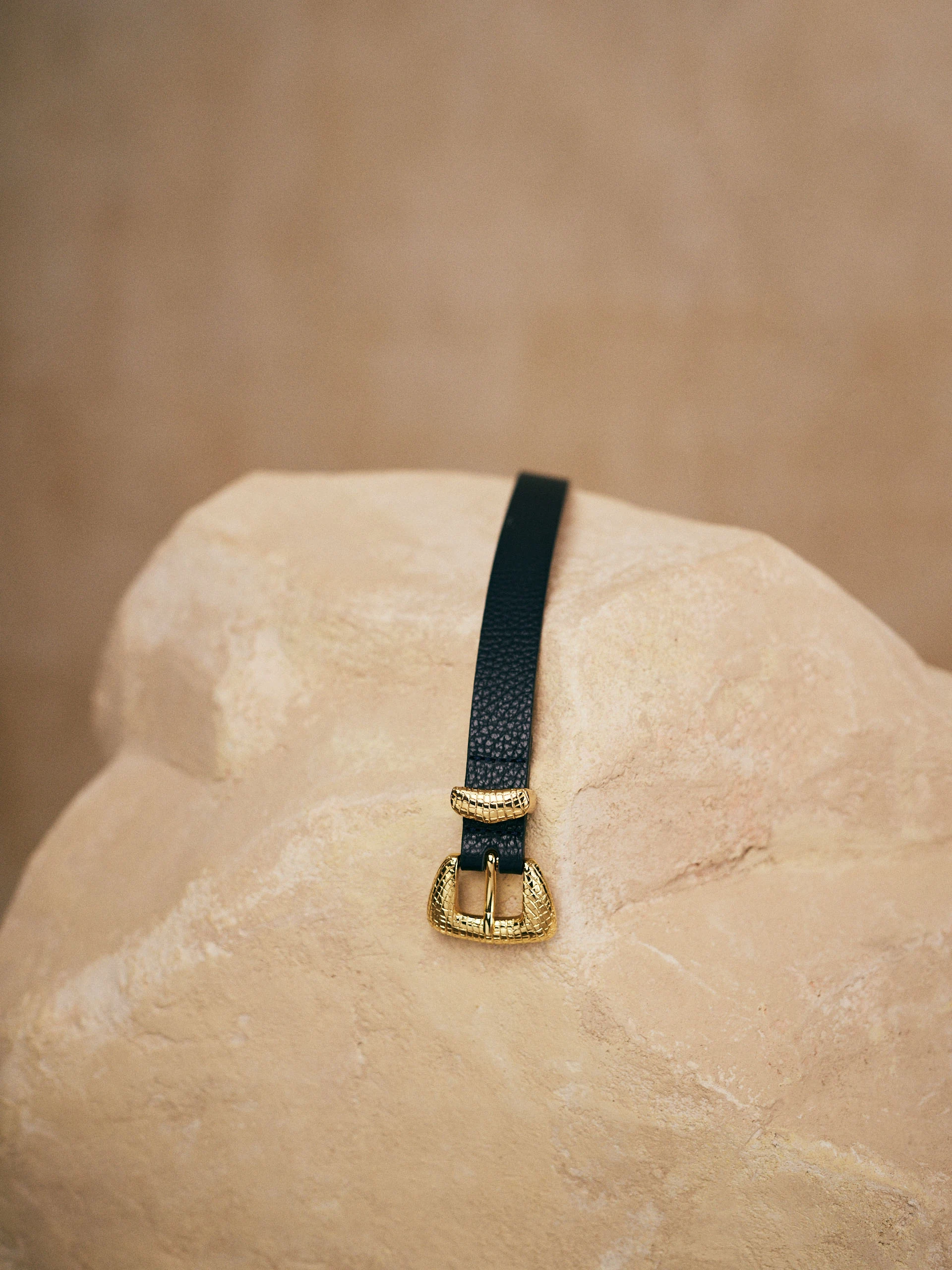 Black elegant natural leather belt