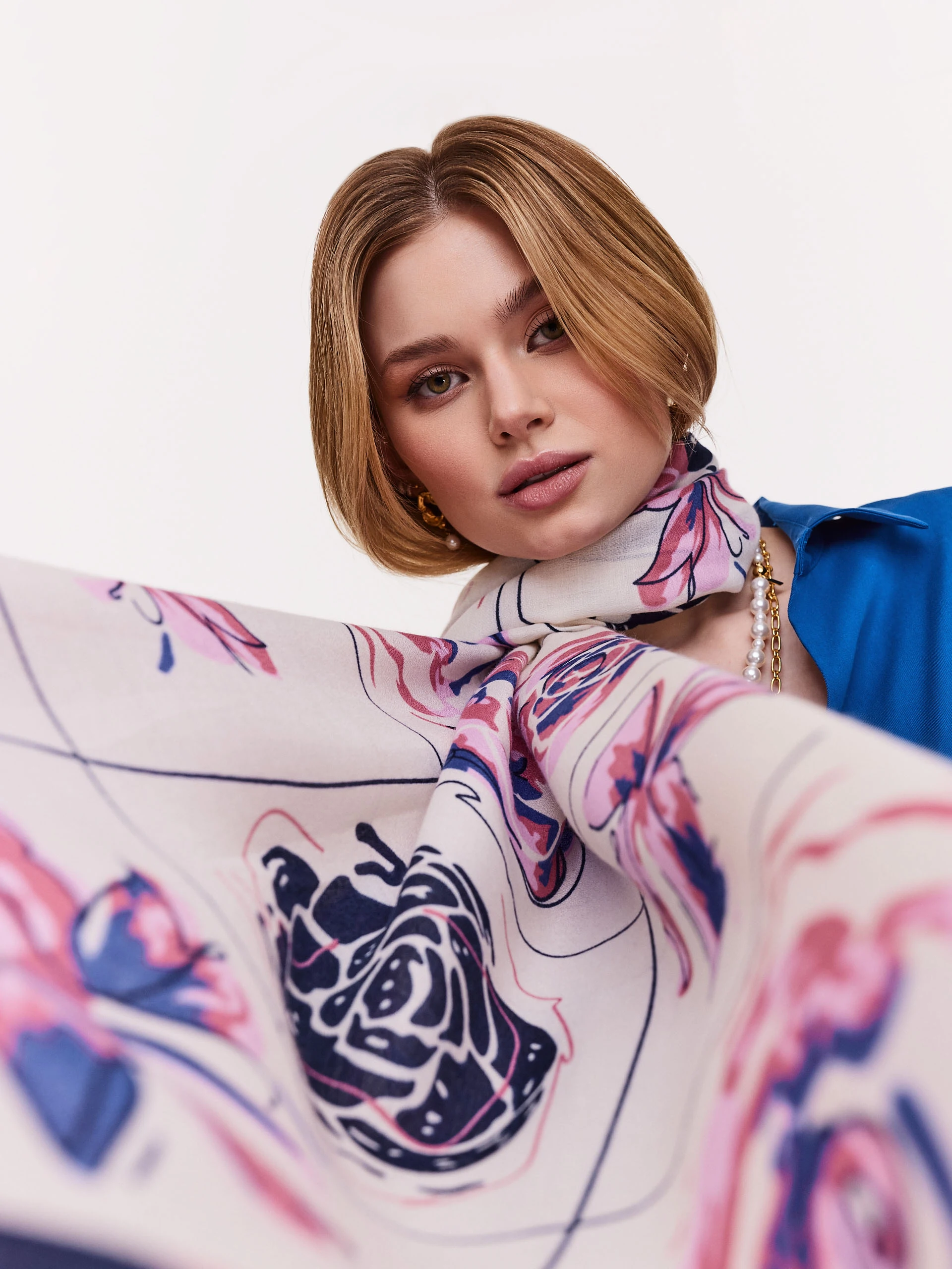 Bright elegant floral shawl