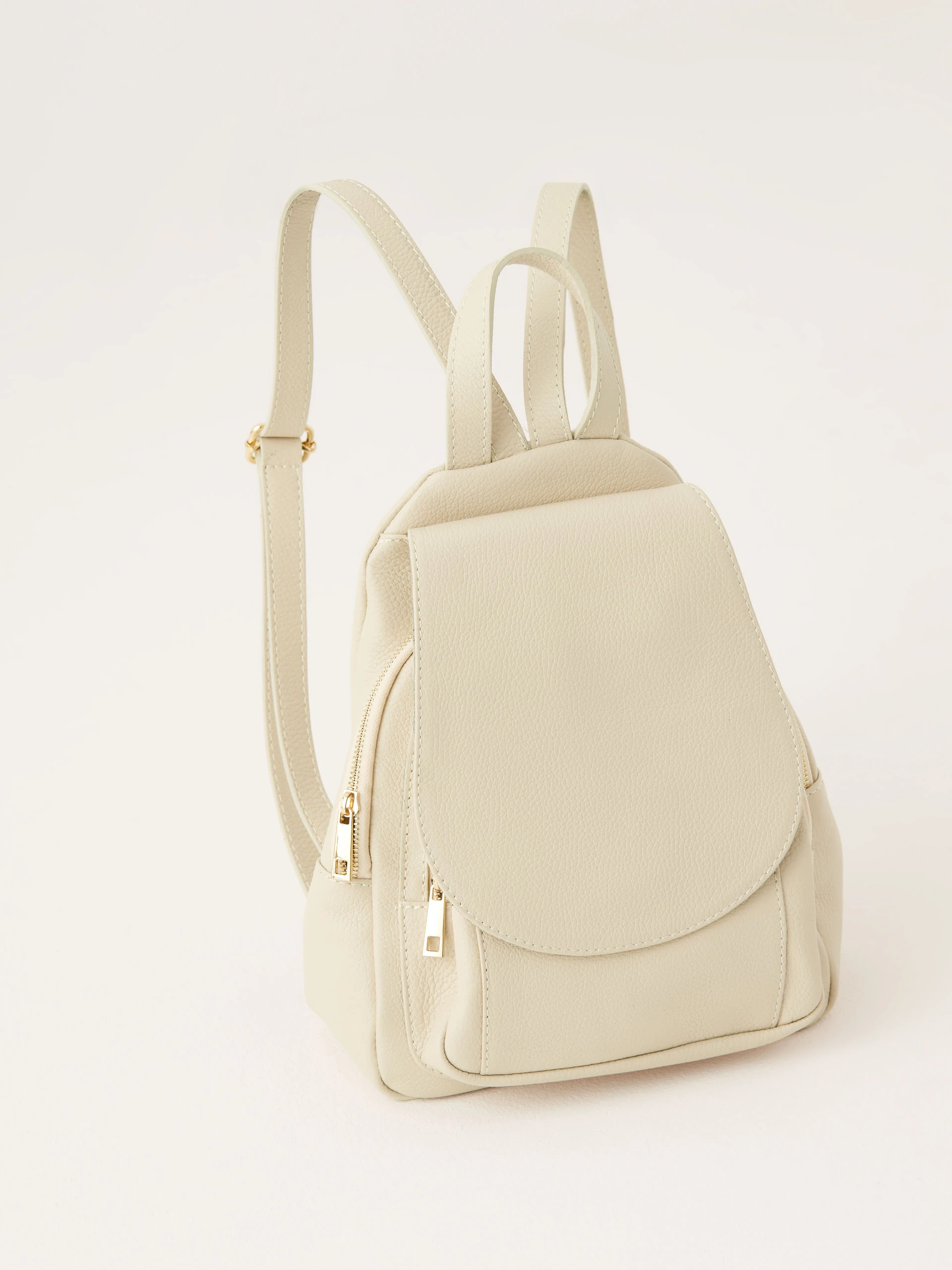 Cream natural leather backpack