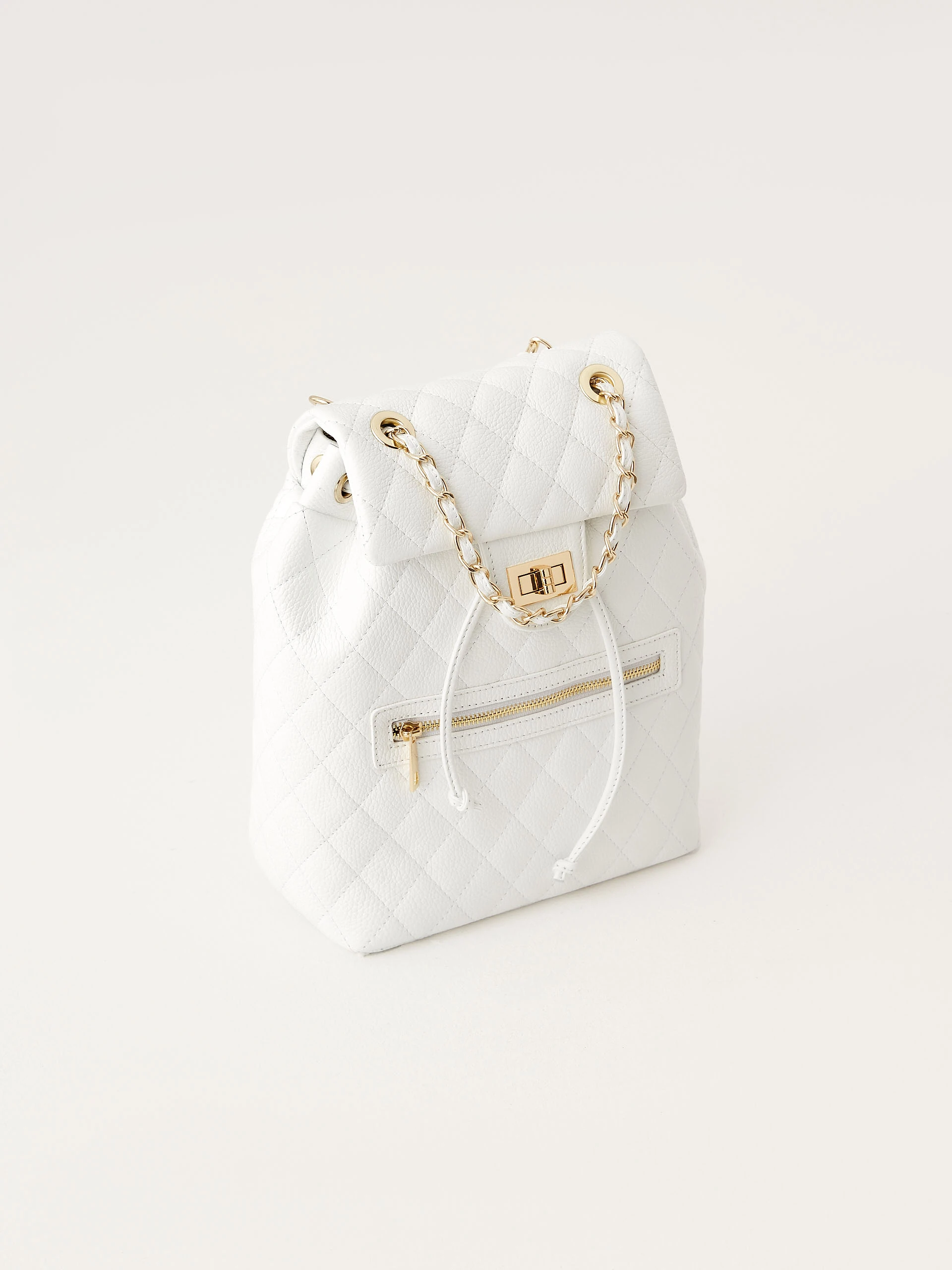White quilted leather backpack