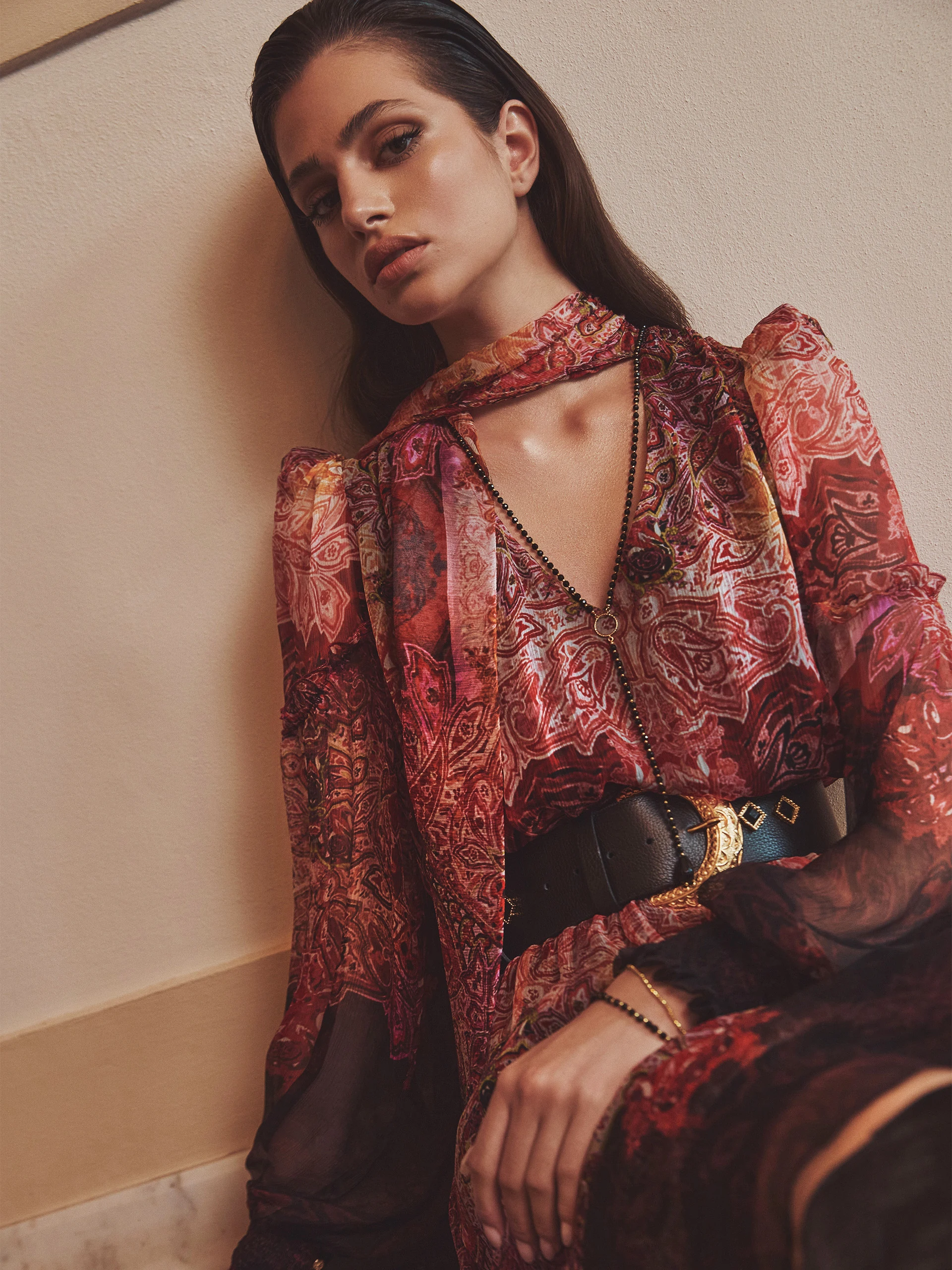 Jedwabna sukienka boho midi