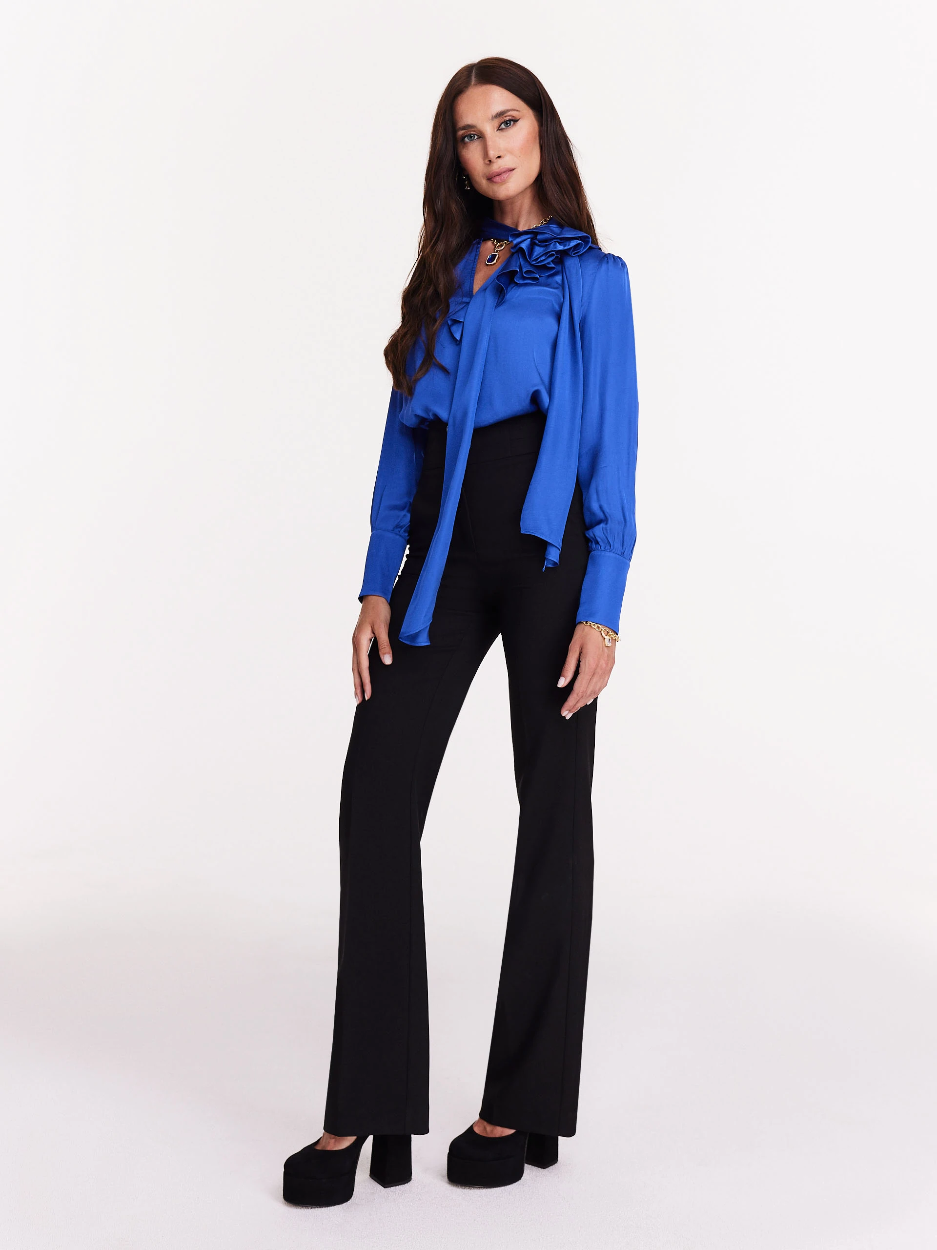 Cobalt satin viscose blouse