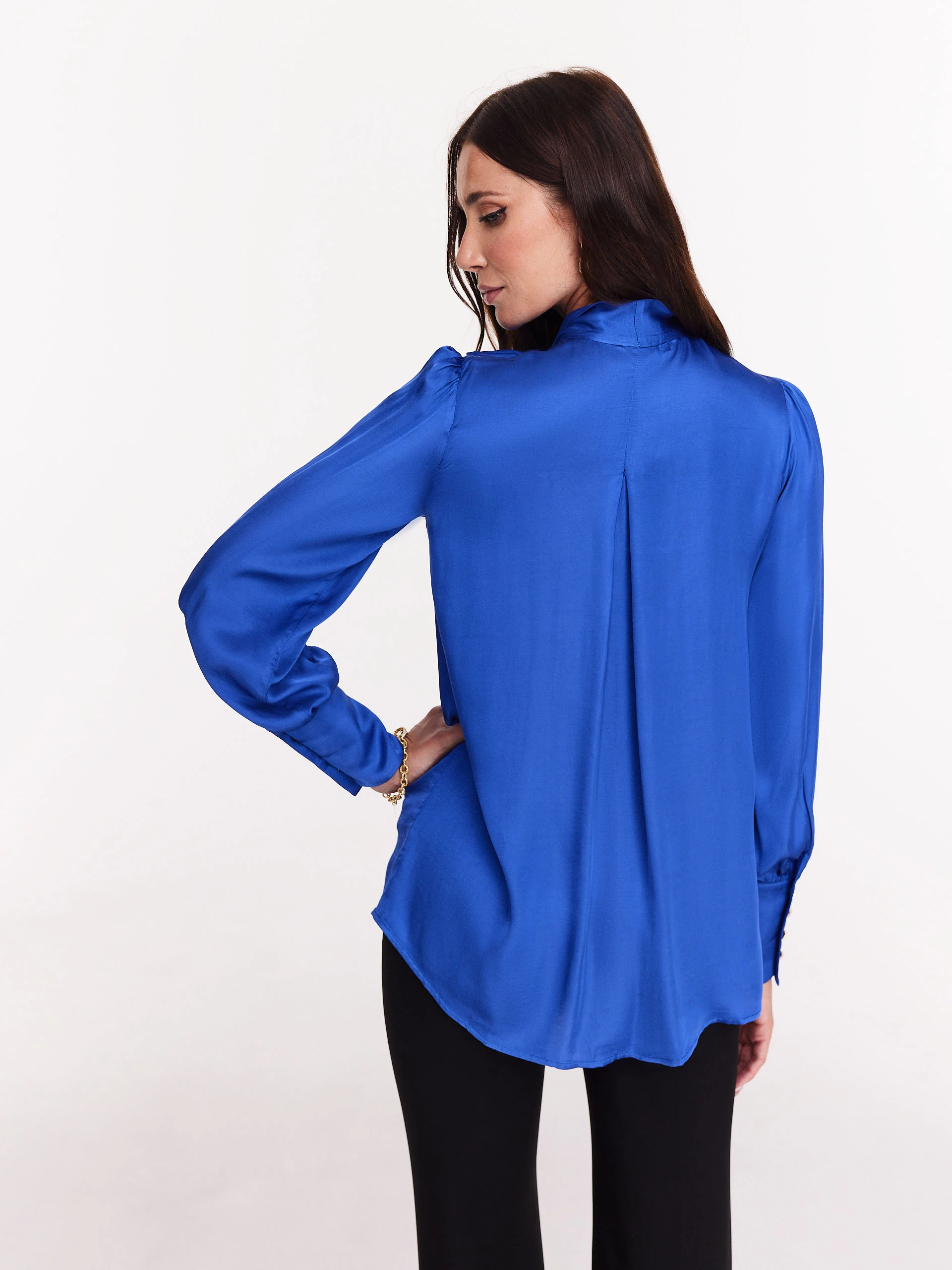 Cobalt satin viscose blouse